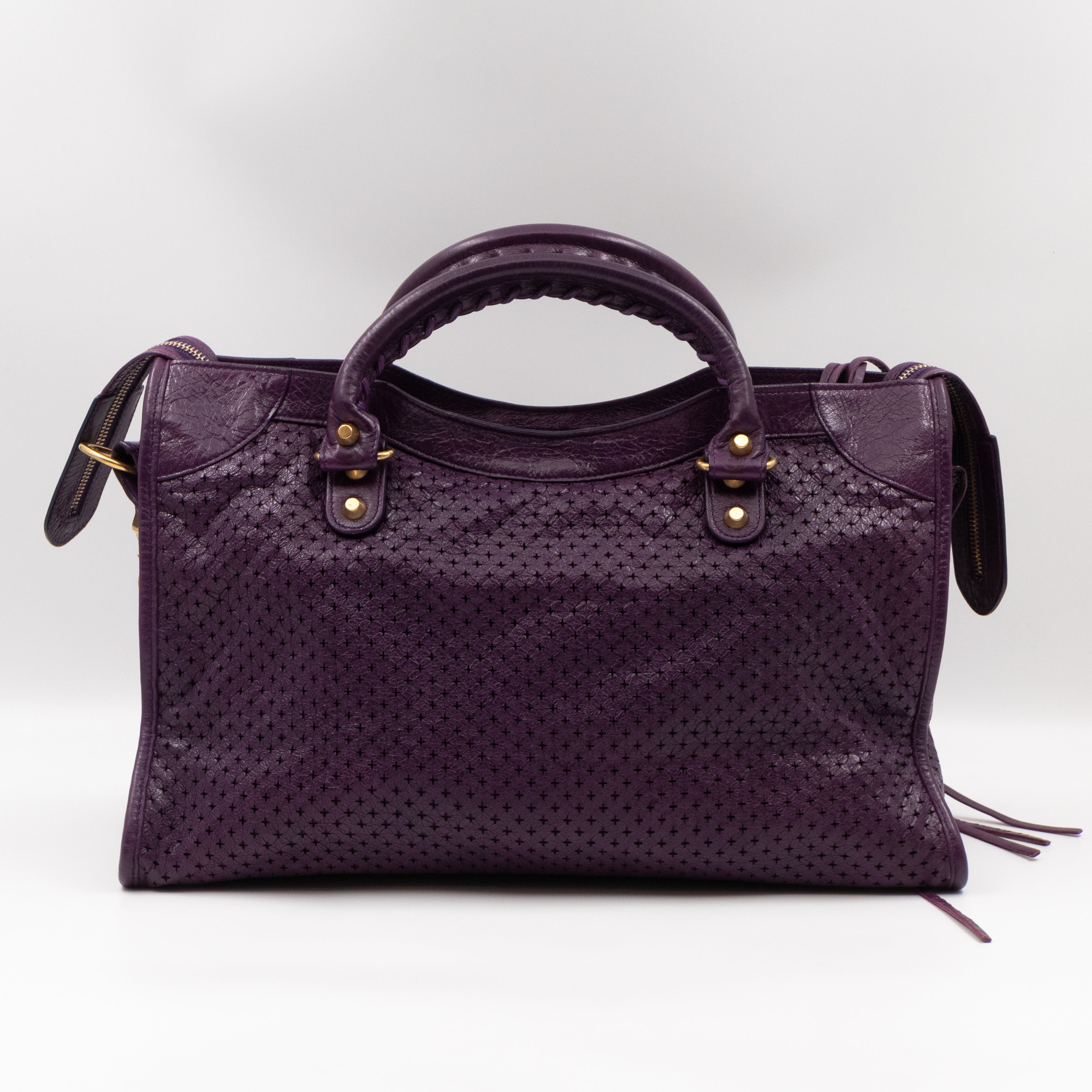 Classic City Bag Violet Cross Perforated Leather