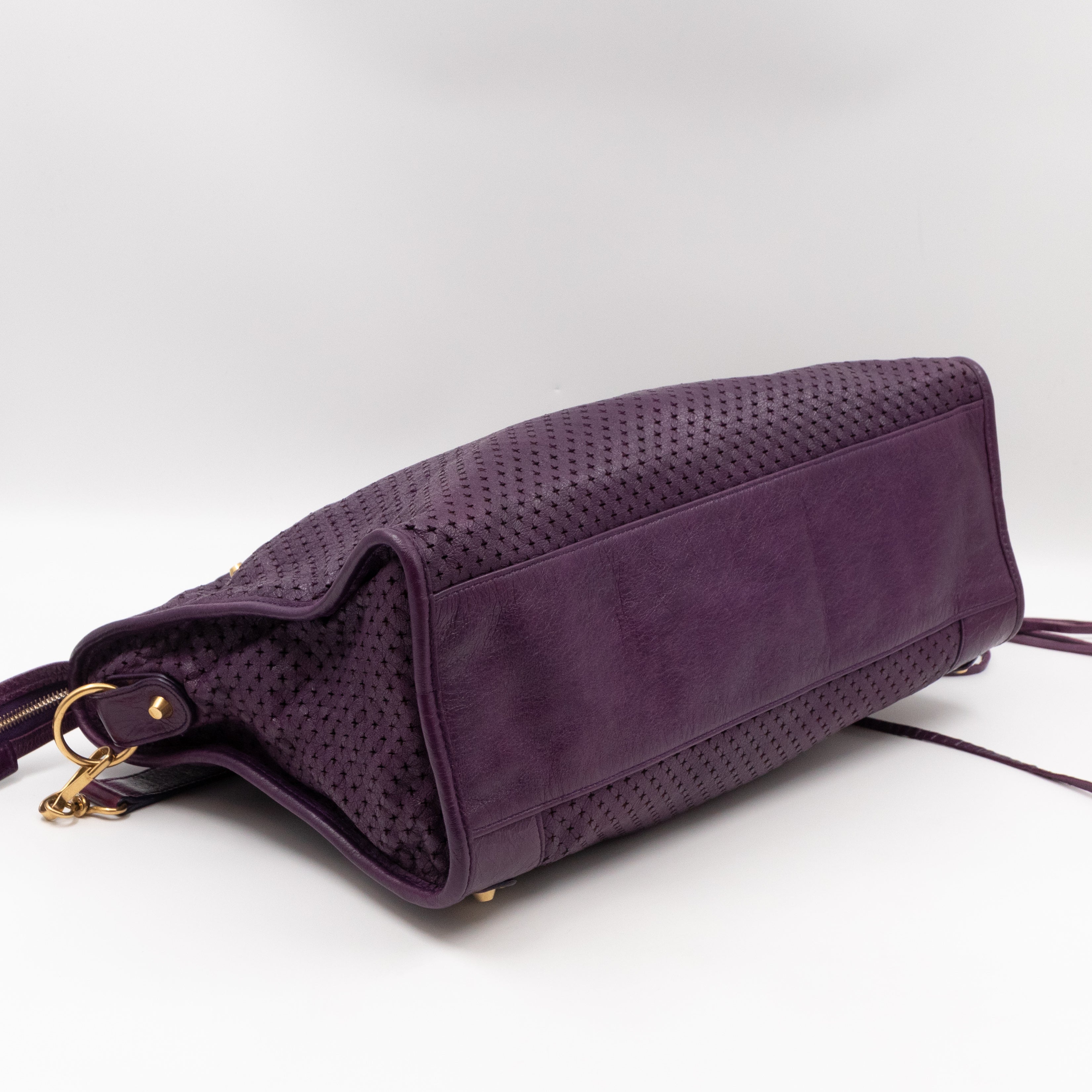 Classic City Bag Violet Cross Perforated Leather