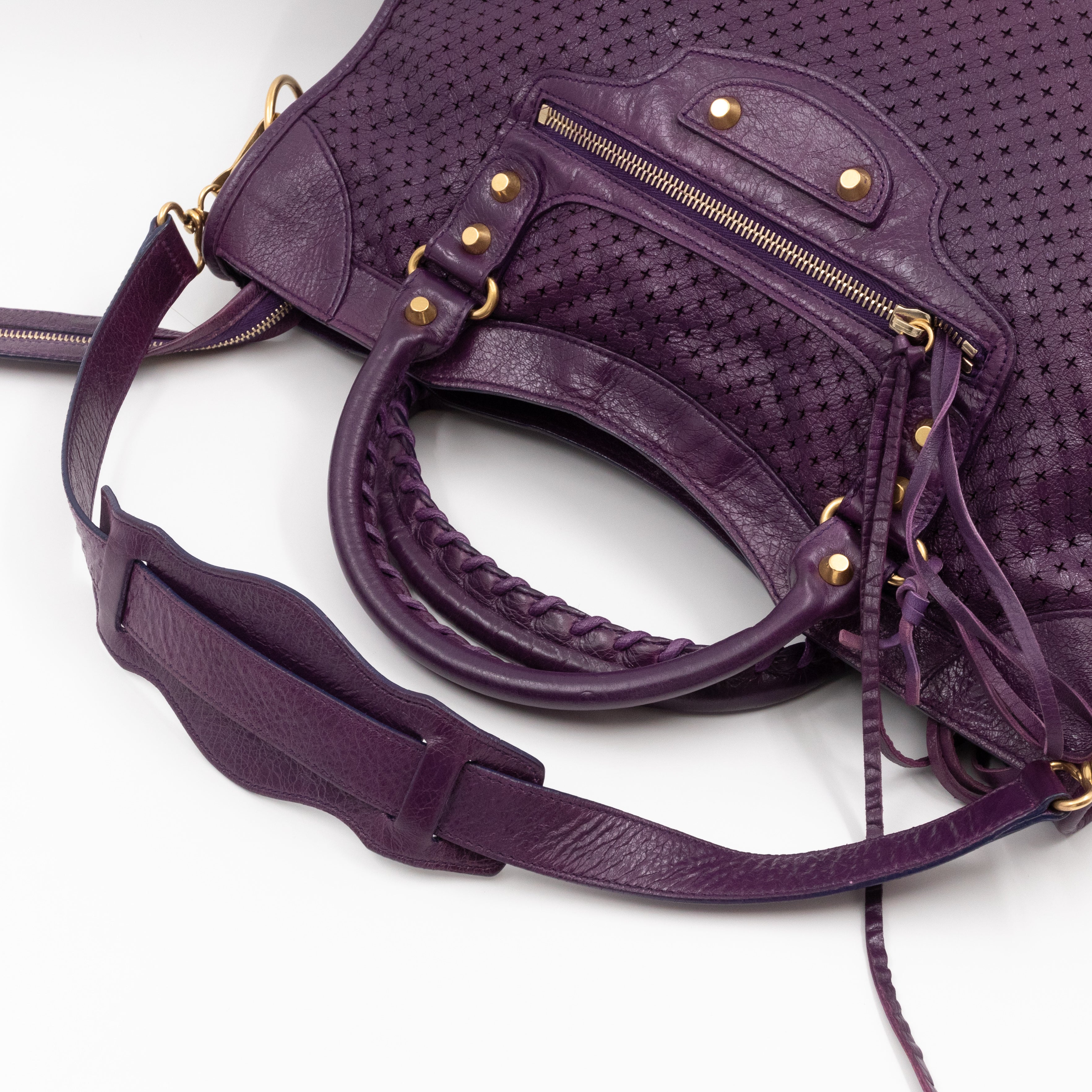 Classic City Bag Violet Cross Perforated Leather