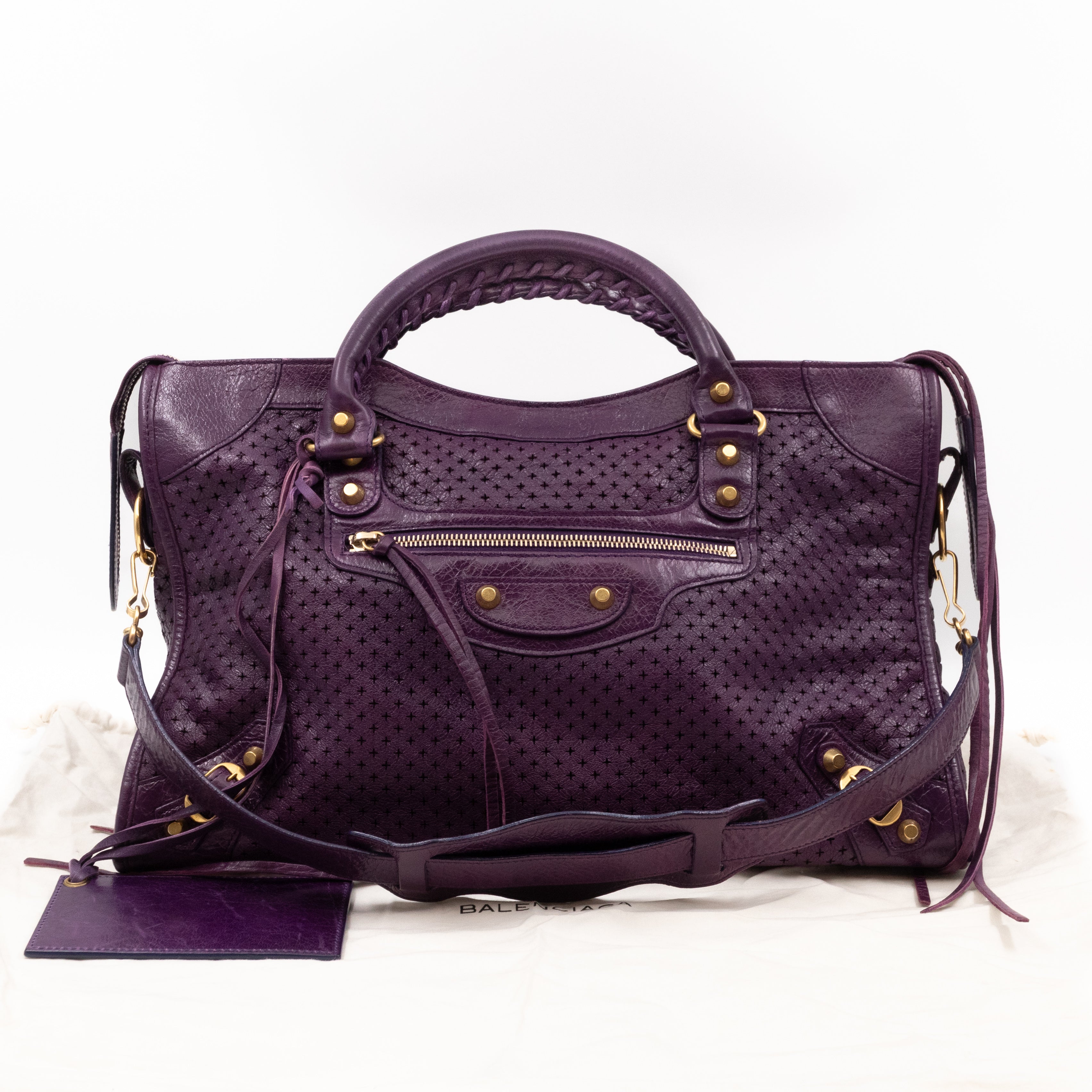 Classic City Bag Violet Cross Perforated Leather