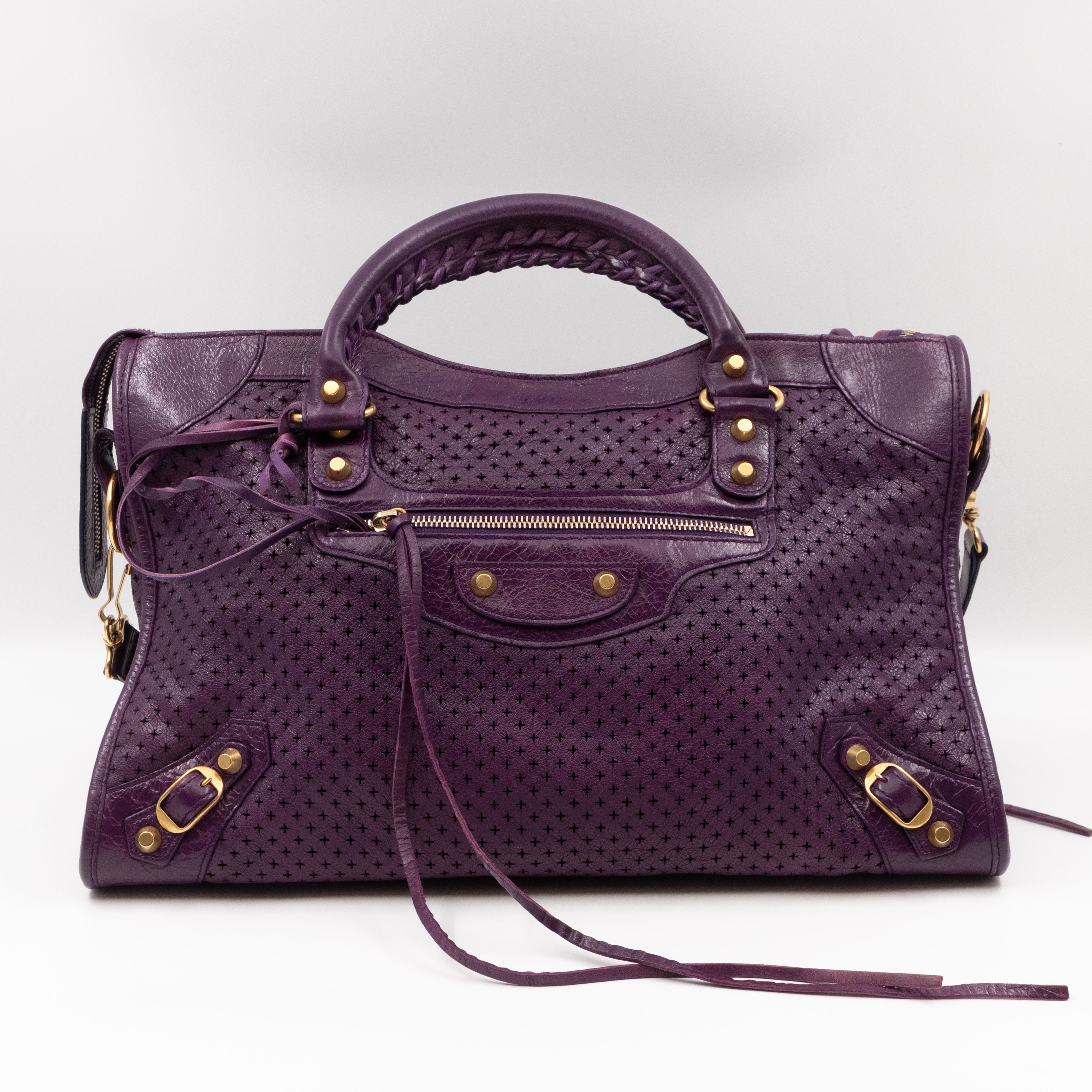 Classic City Bag Violet Cross Perforated Leather