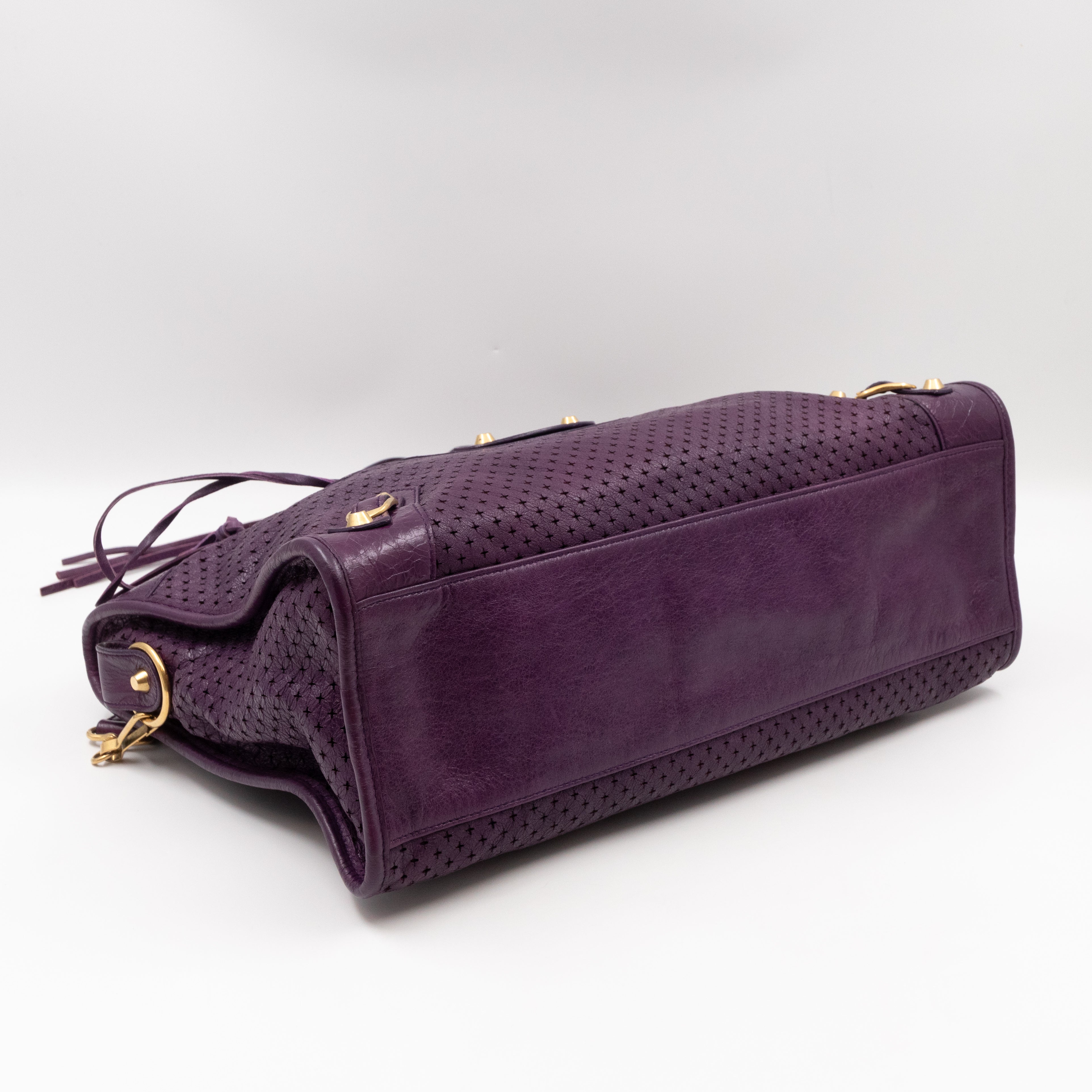 Classic City Bag Violet Cross Perforated Leather