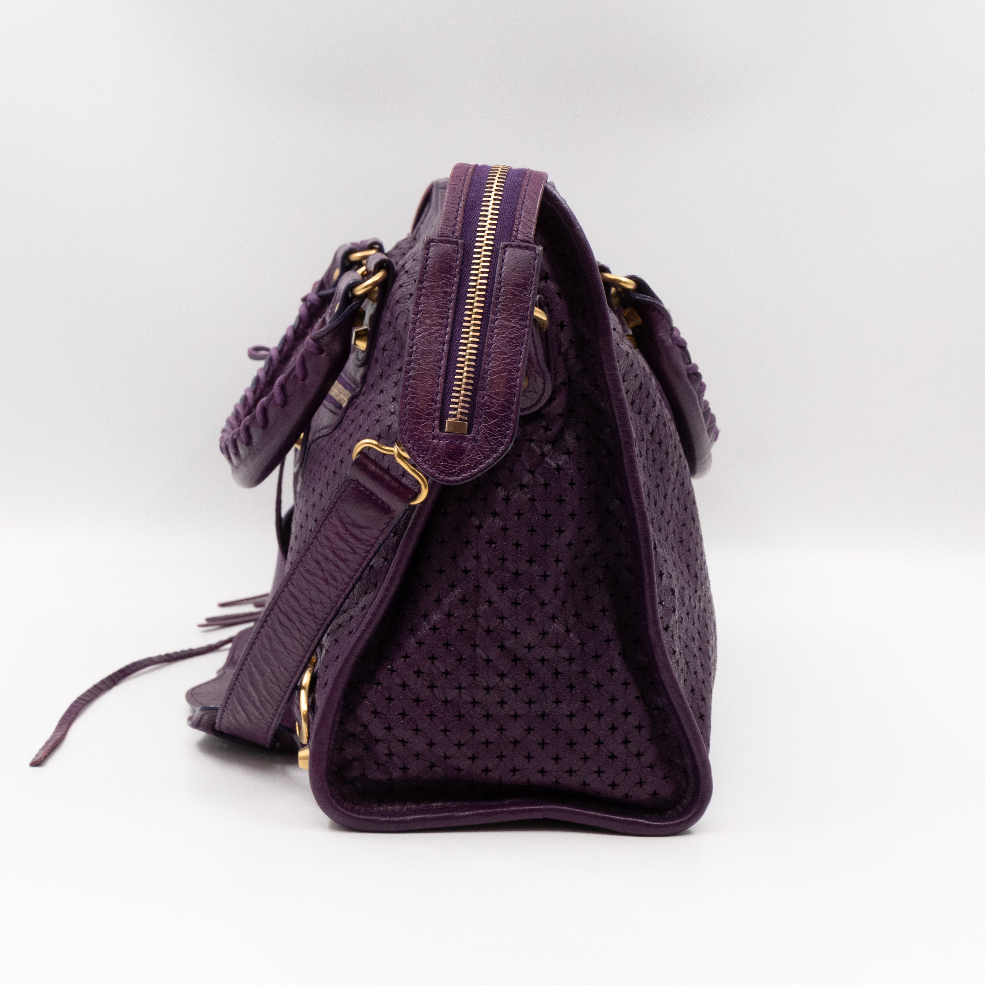 Classic City Bag Violet Cross Perforated Leather