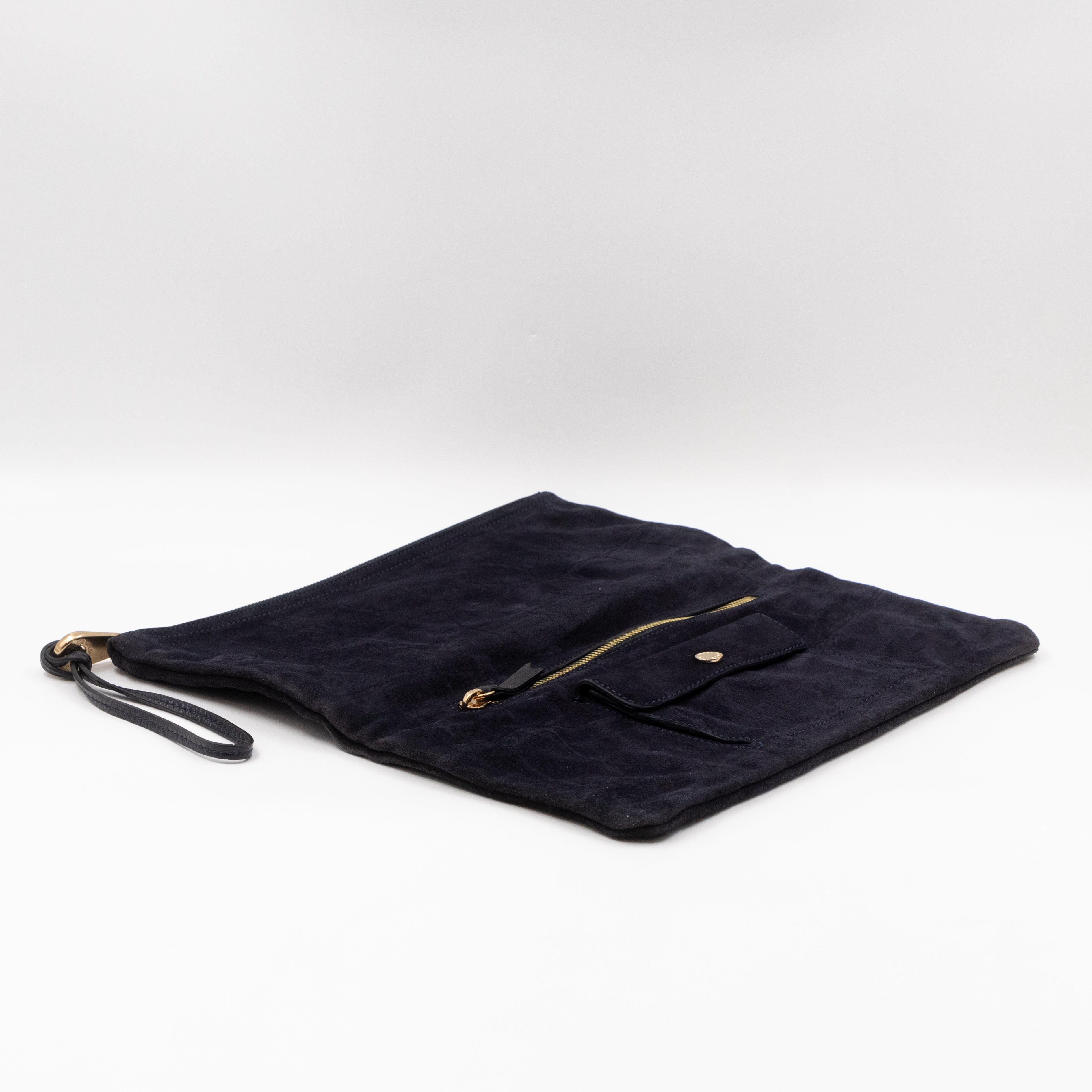 Daria Clutch Black Croc Embossed Suede