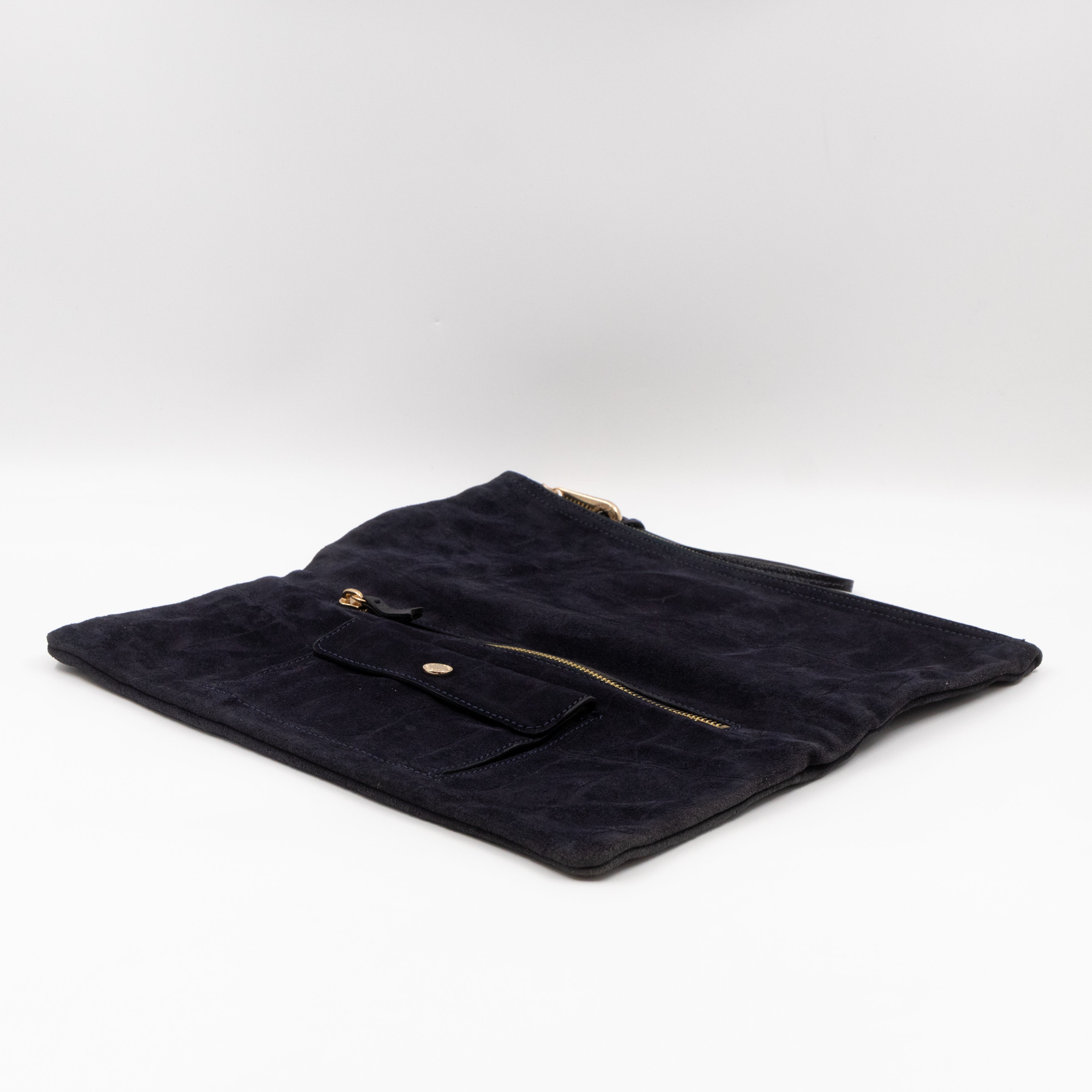 Daria Clutch Black Croc Embossed Suede