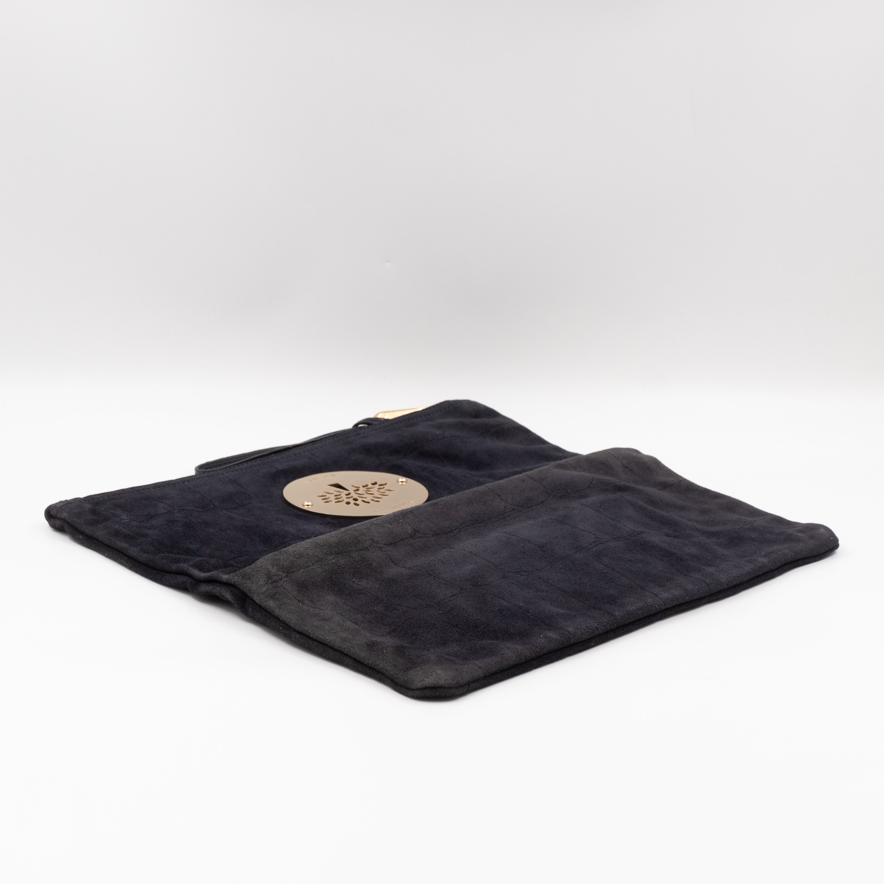 Daria Clutch Black Croc Embossed Suede