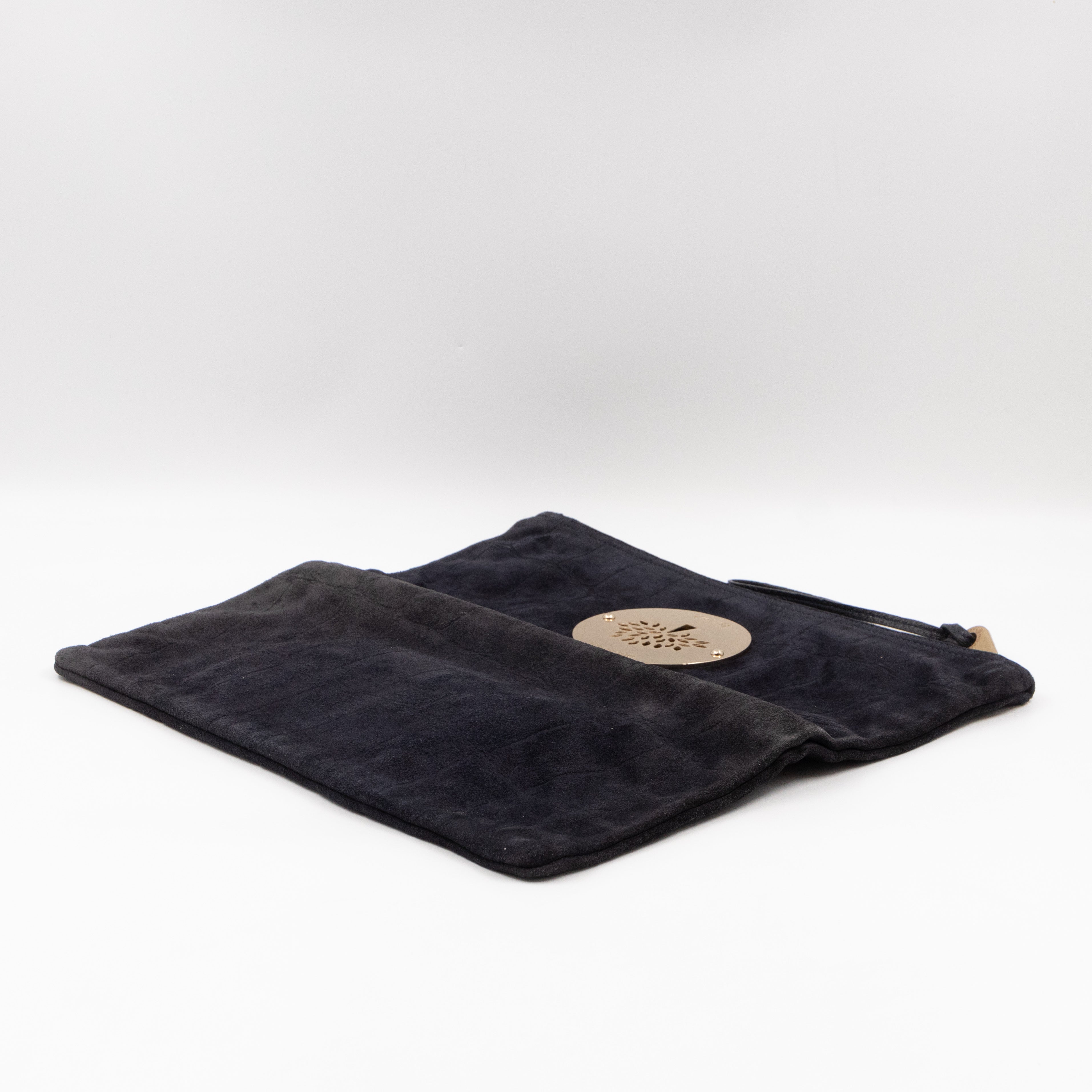 Daria Clutch Black Croc Embossed Suede