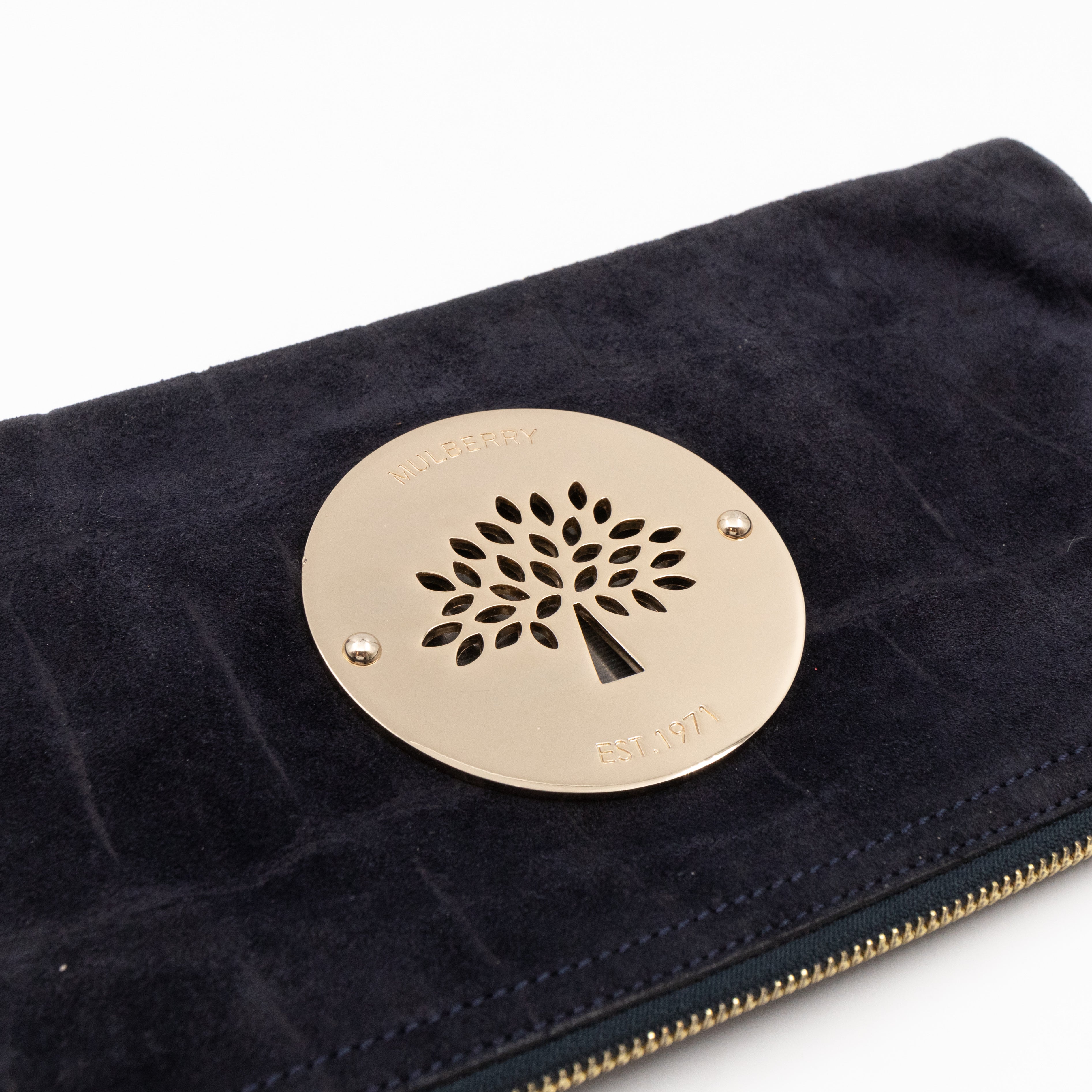 Daria Clutch Black Croc Embossed Suede