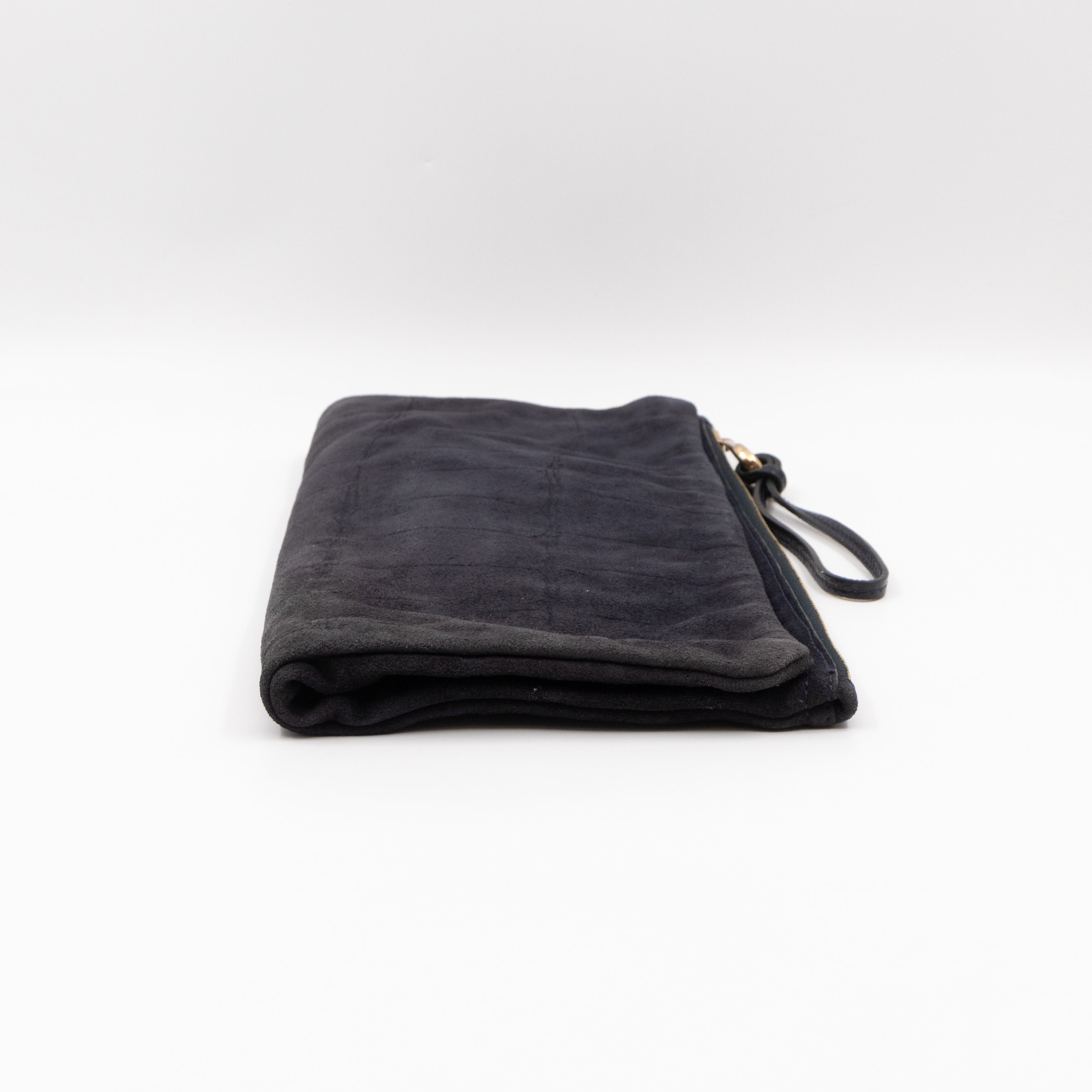 Daria Clutch Black Croc Embossed Suede