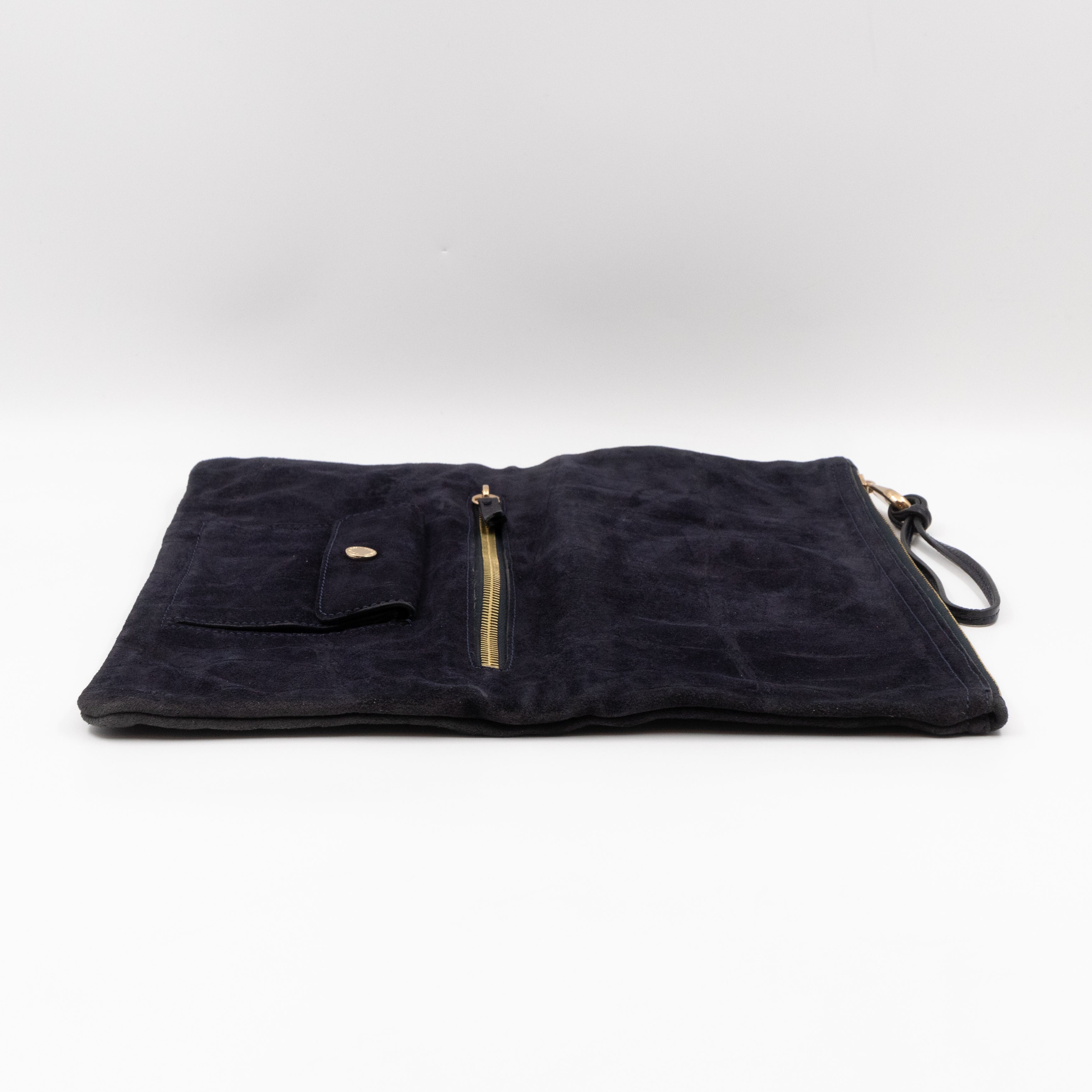 Daria Clutch Black Croc Embossed Suede