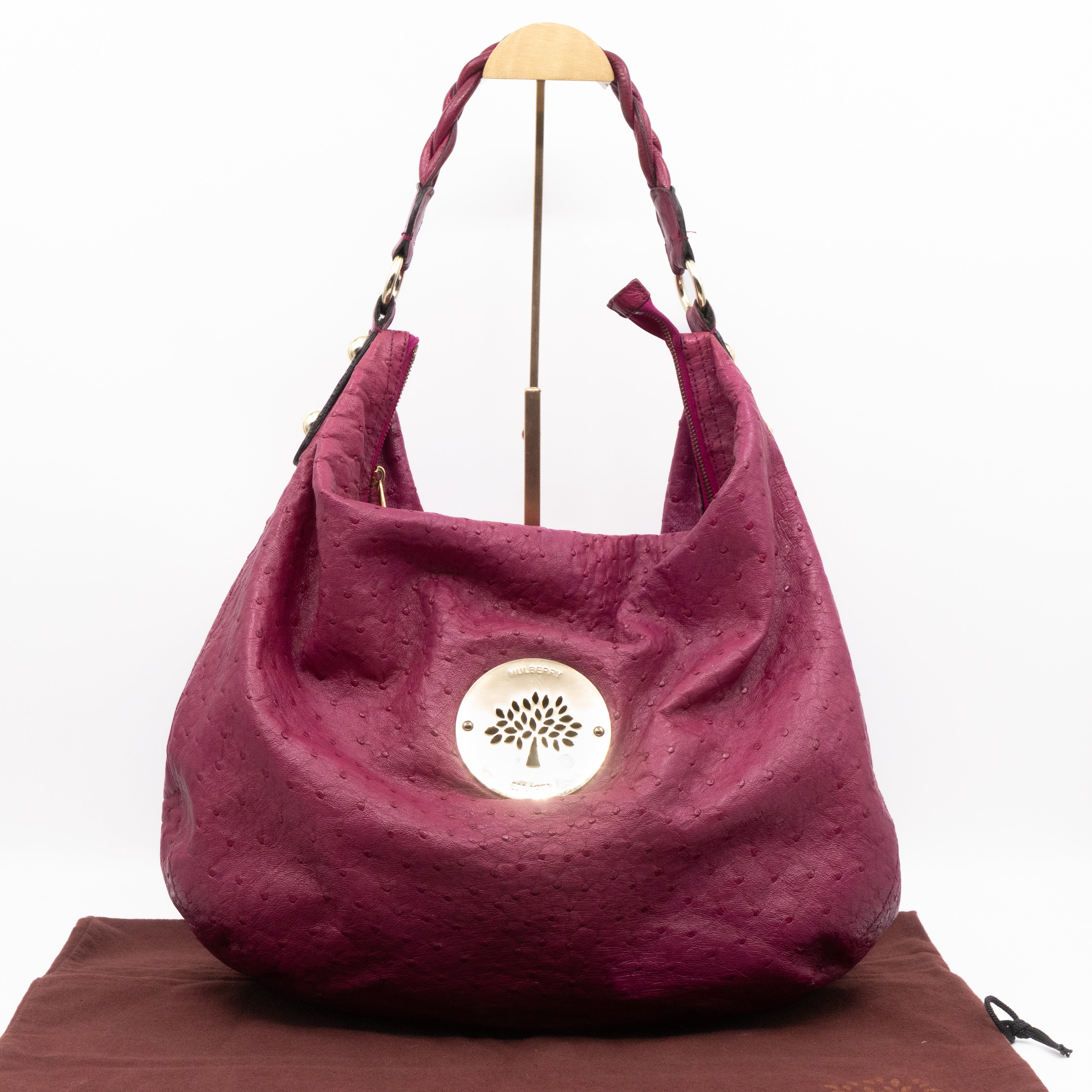 Daria Hobo XL Fuchsia Ostrich Leather