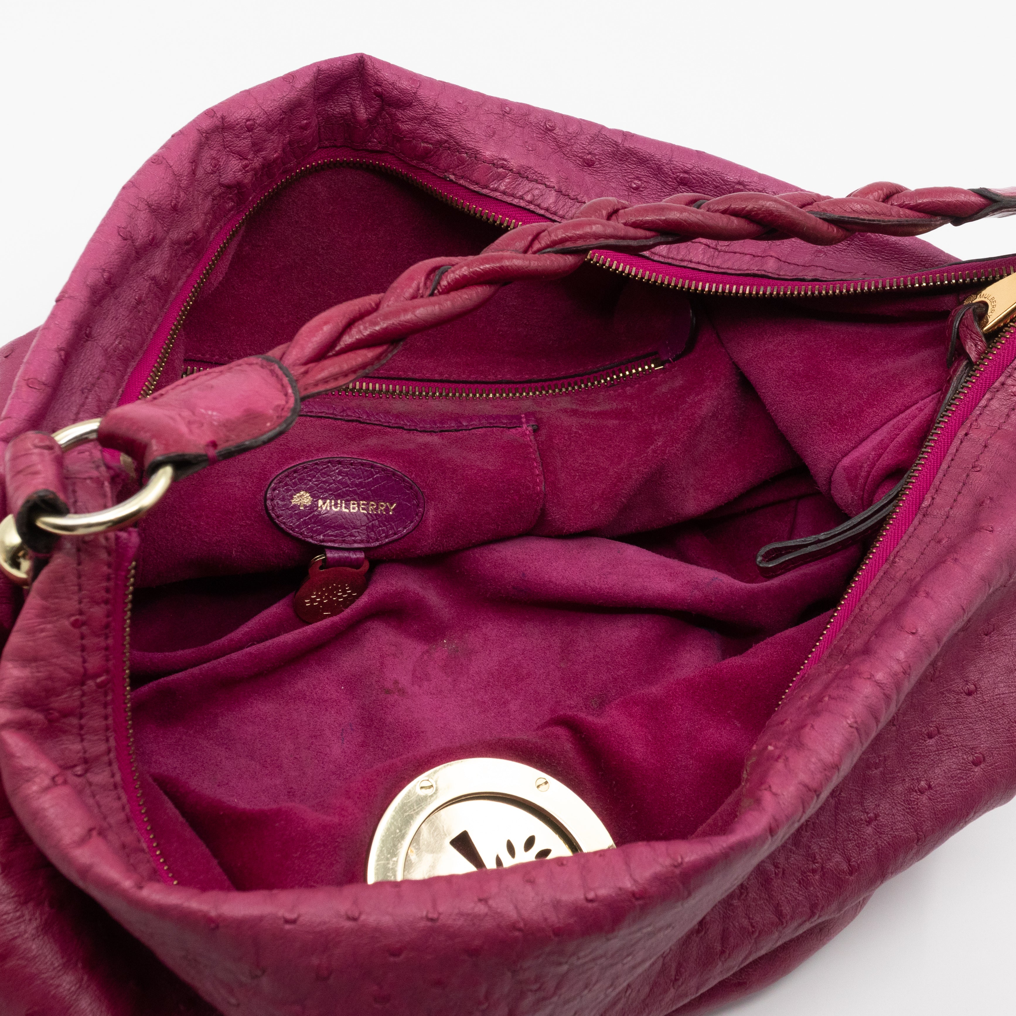 Daria Hobo XL Fuchsia Ostrich Leather