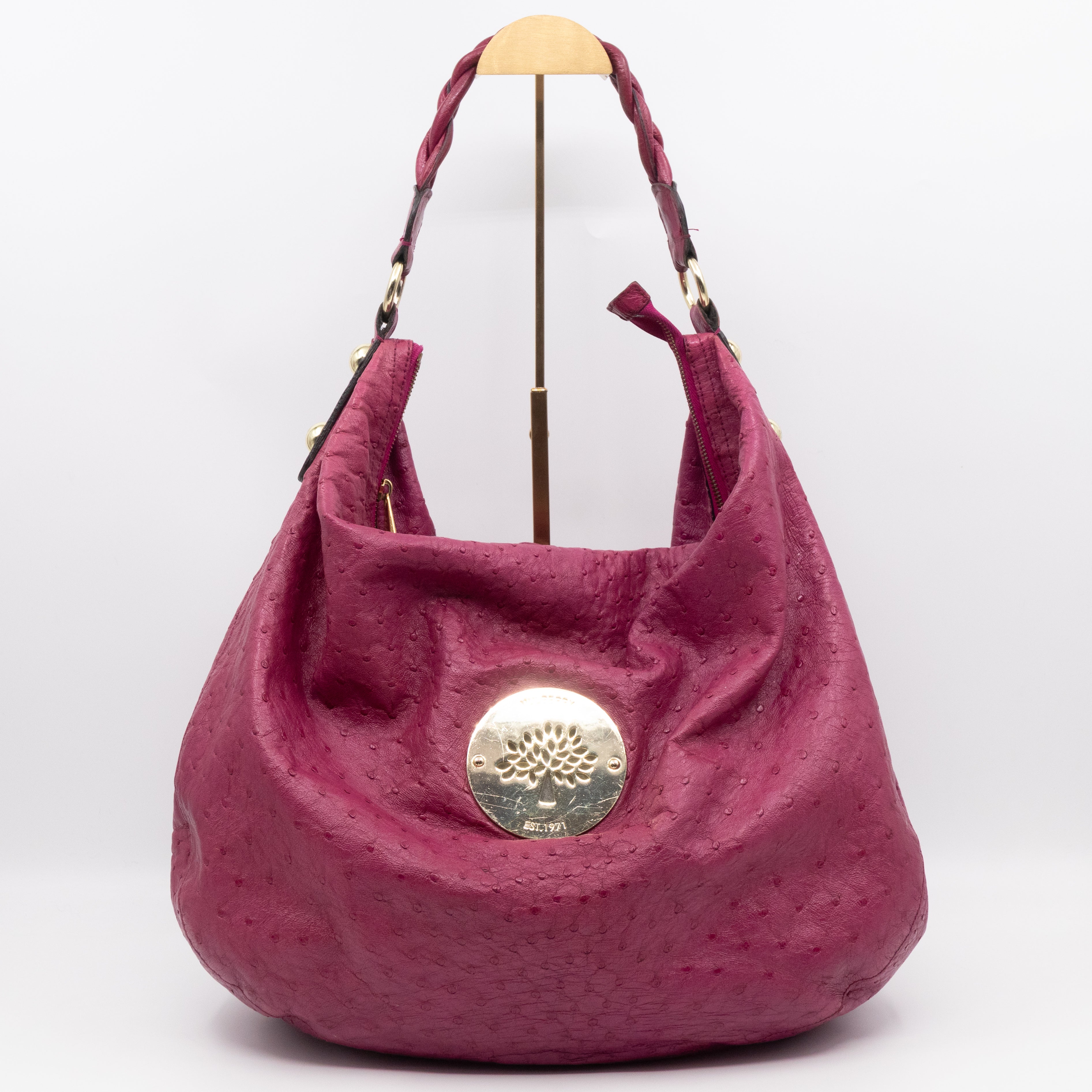Daria Hobo XL Fuchsia Ostrich Leather