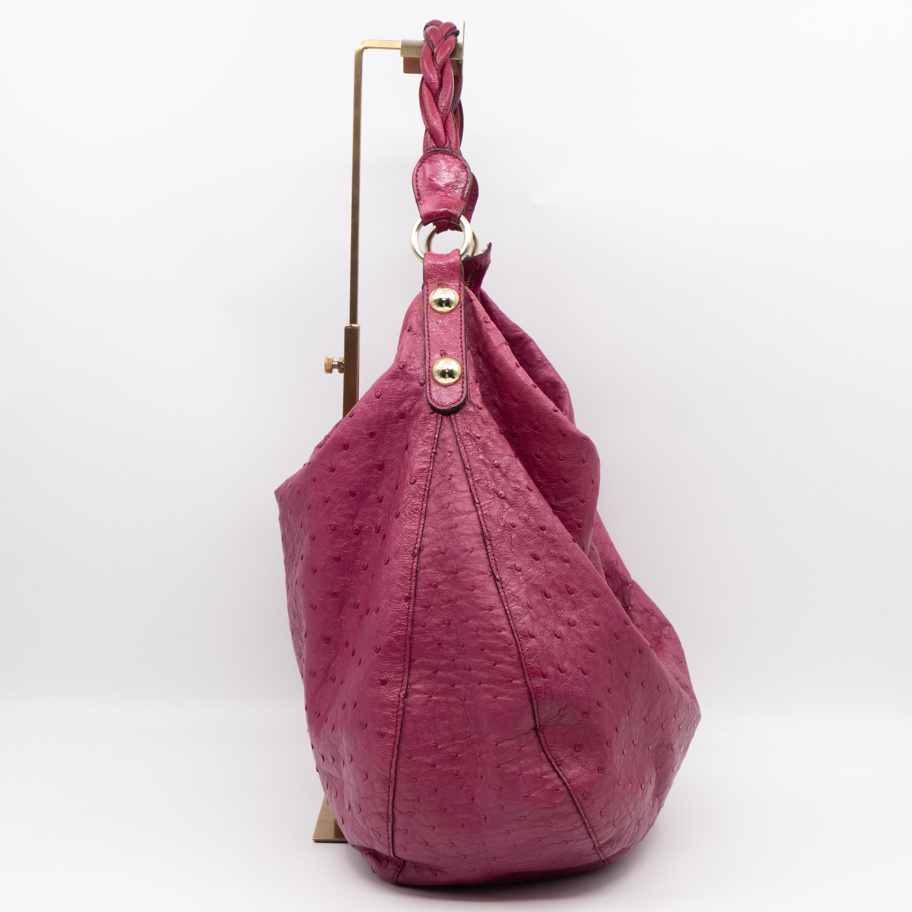 Daria Hobo XL Fuchsia Ostrich Leather