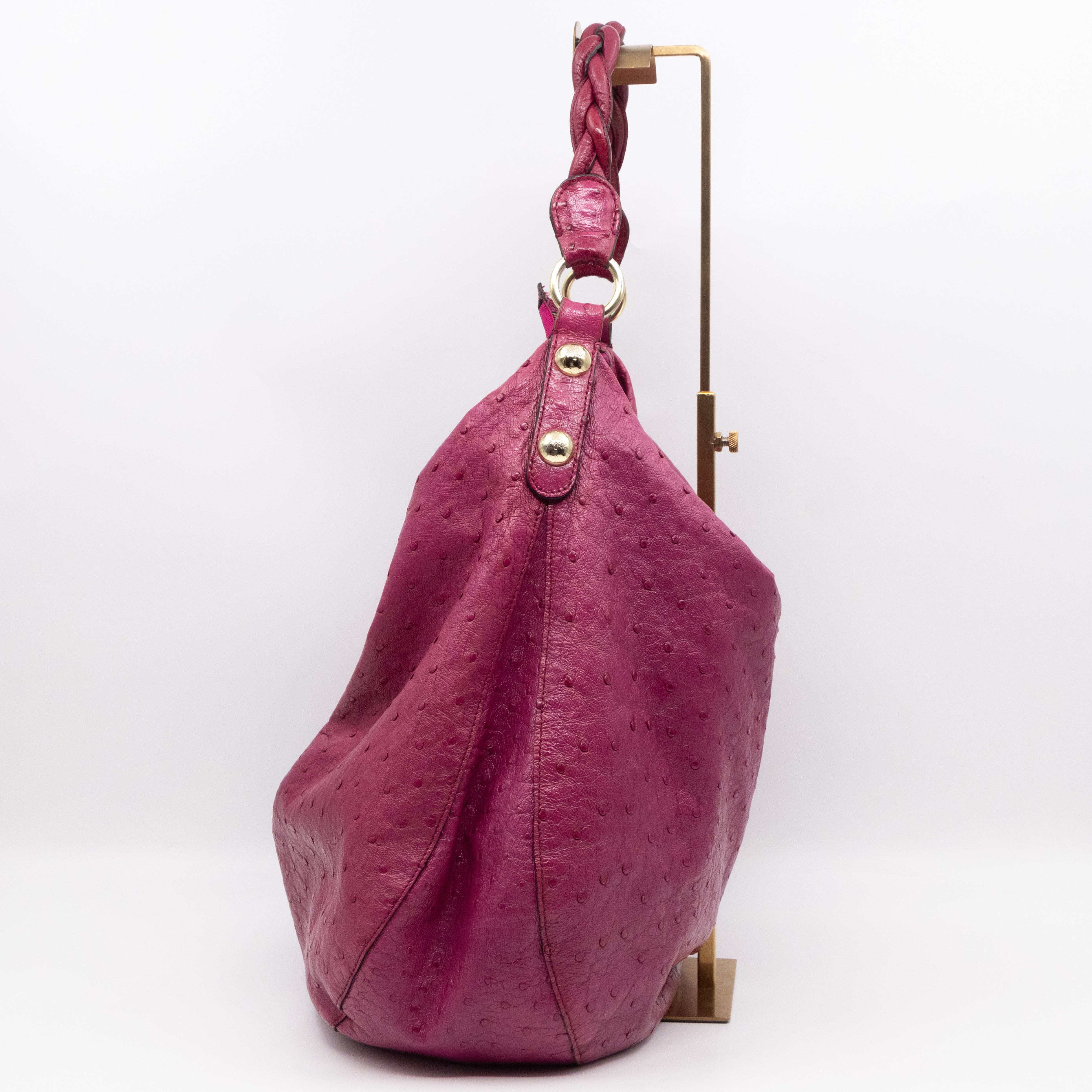 Daria Hobo XL Fuchsia Ostrich Leather