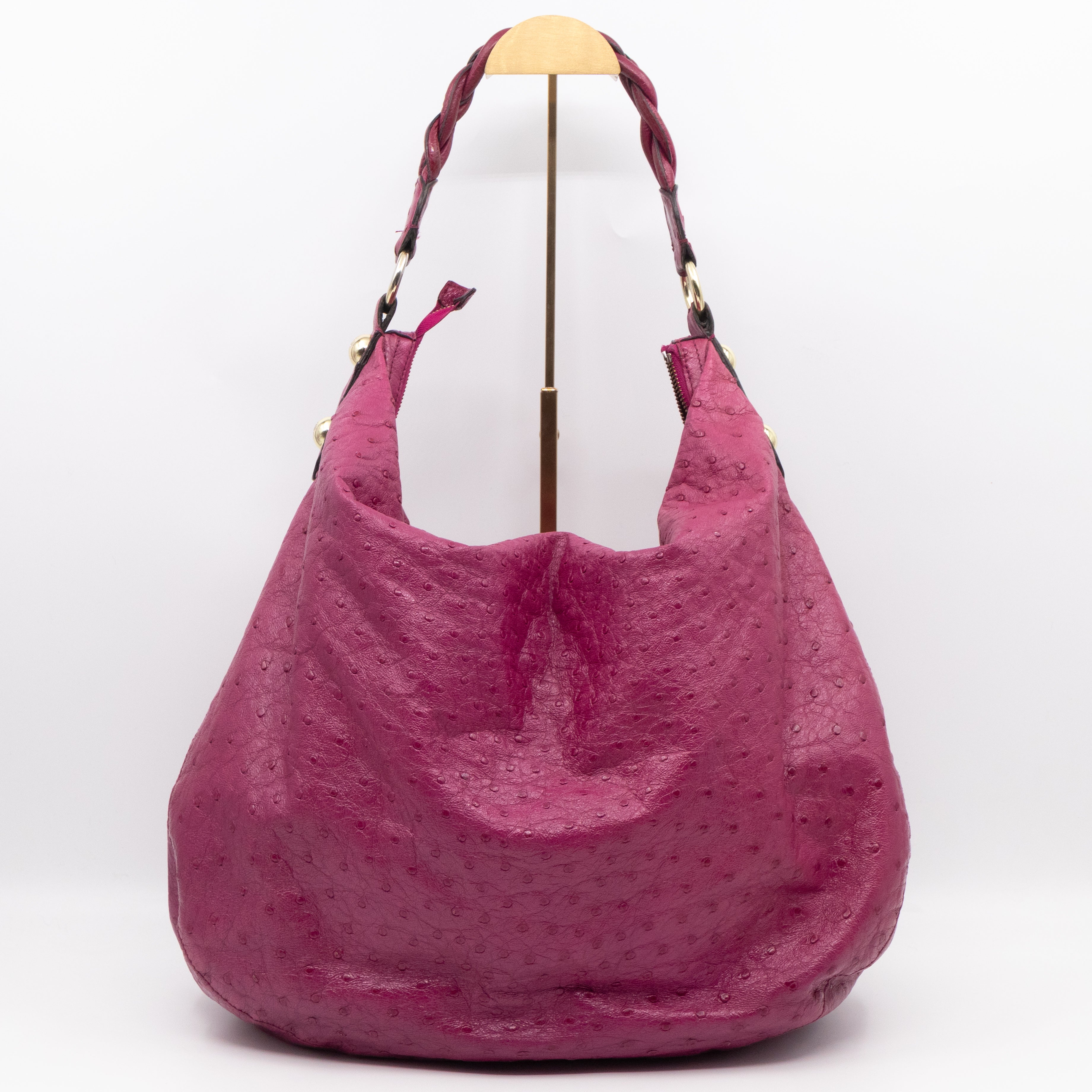 Daria Hobo XL Fuchsia Ostrich Leather