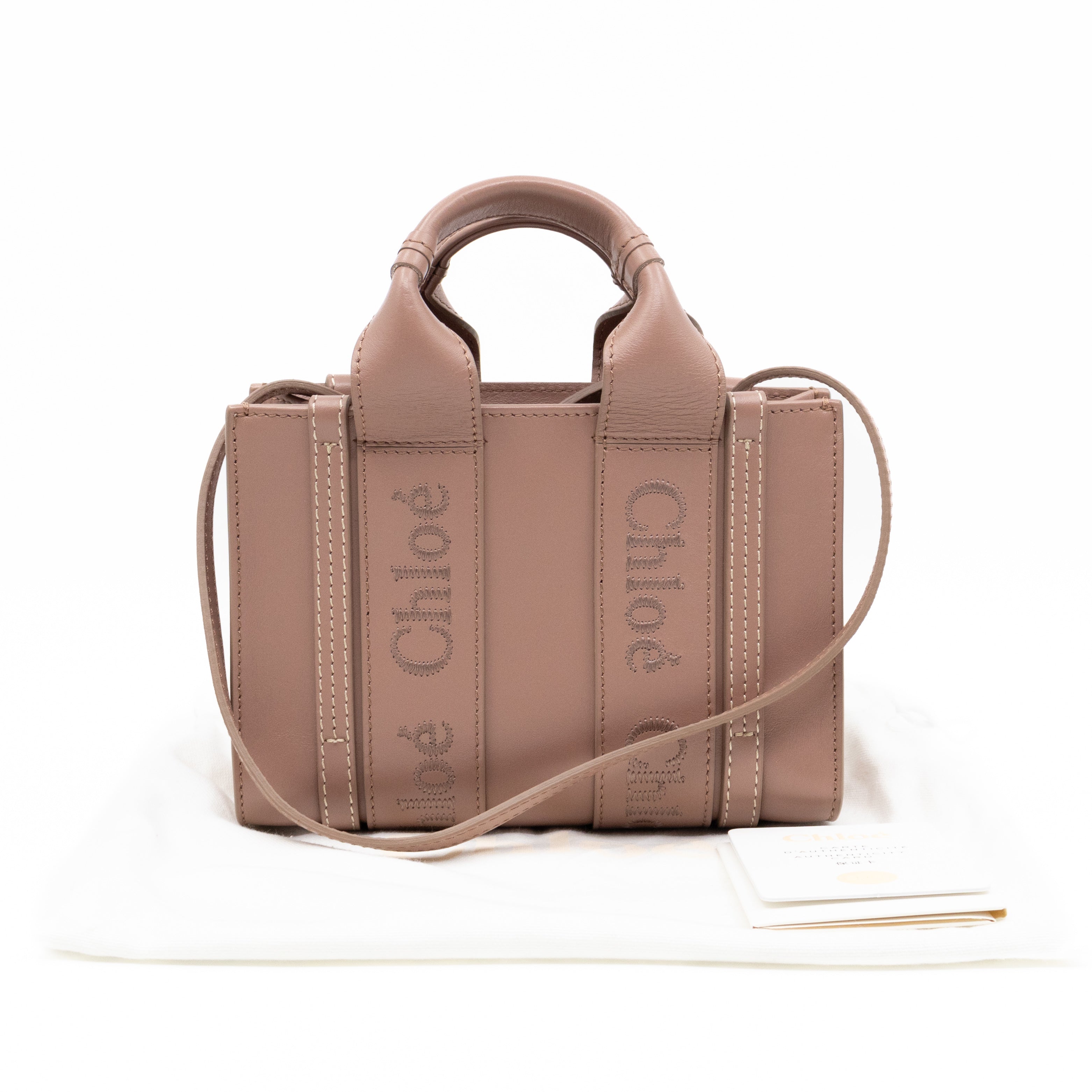 Woody Tote Small Dark Beige Leather