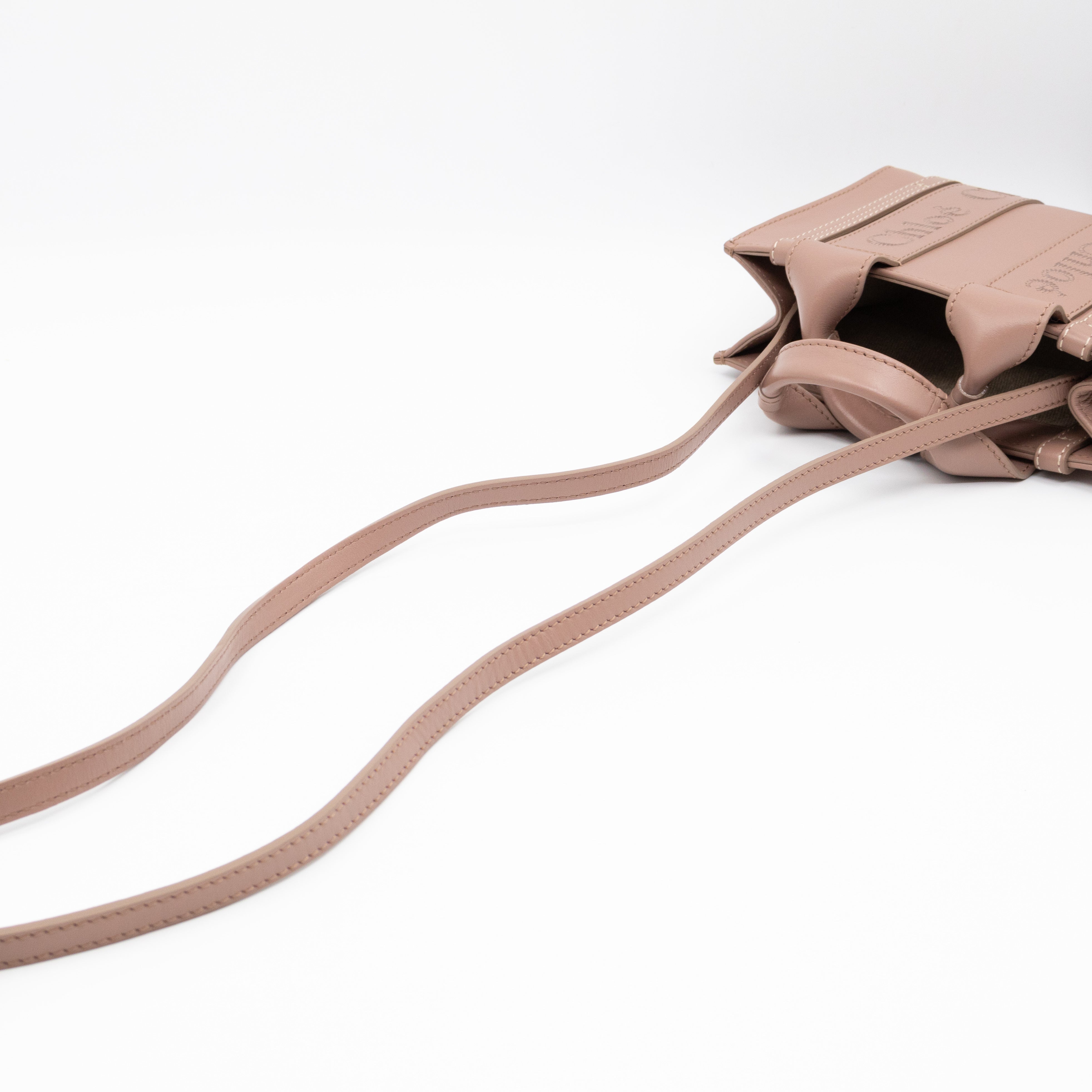 Woody Tote Small Dark Beige Leather