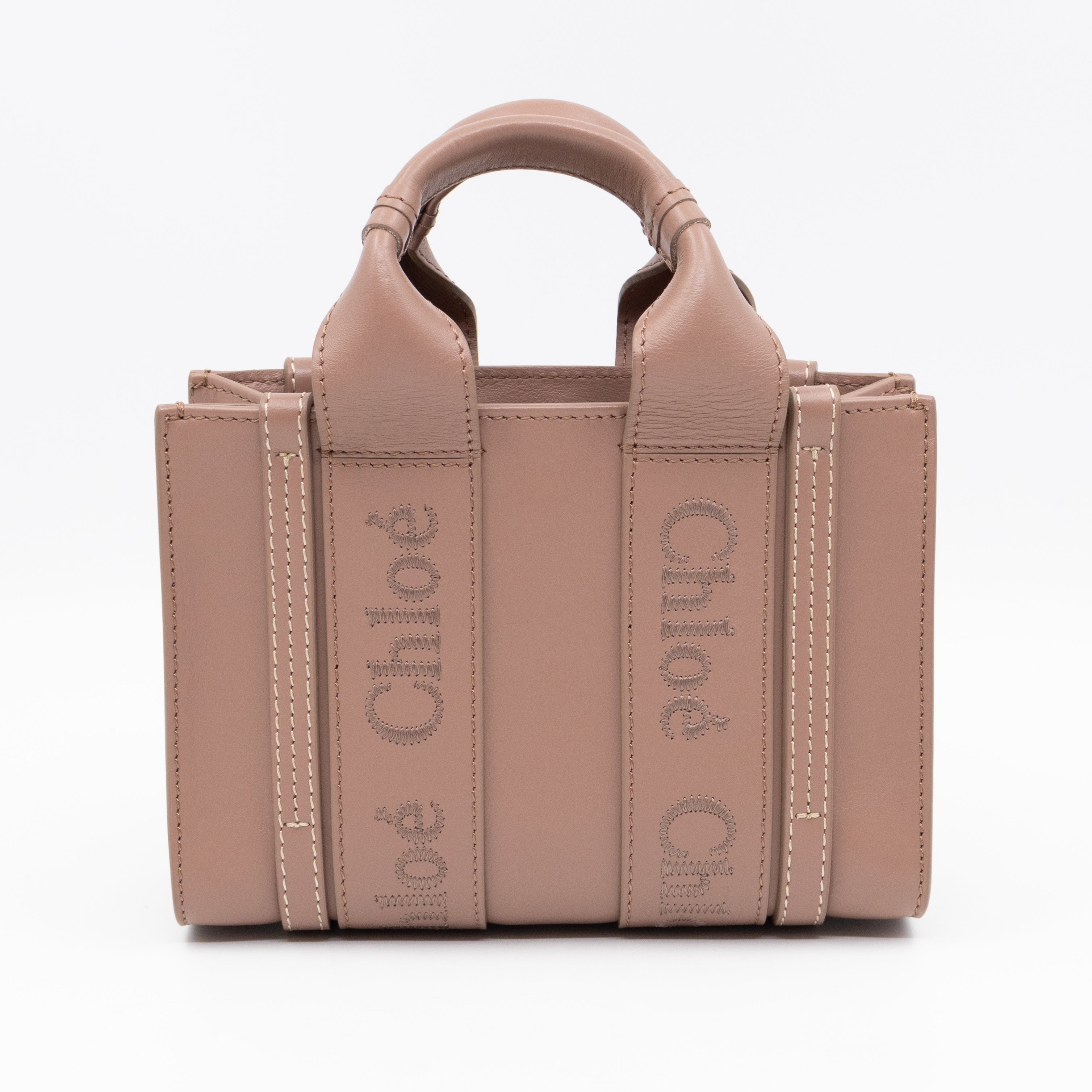 Woody Tote Small Dark Beige Leather