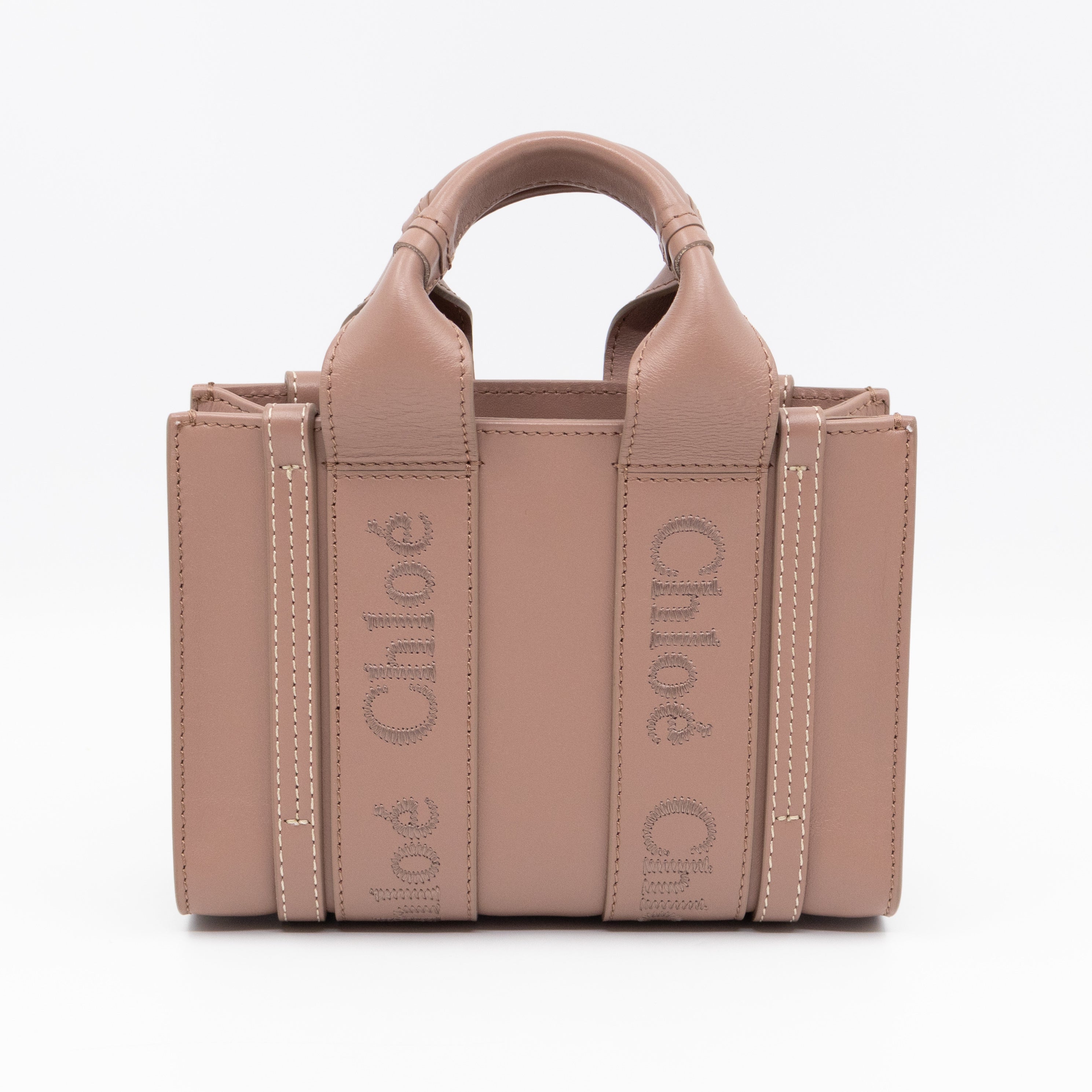 Woody Tote Small Dark Beige Leather