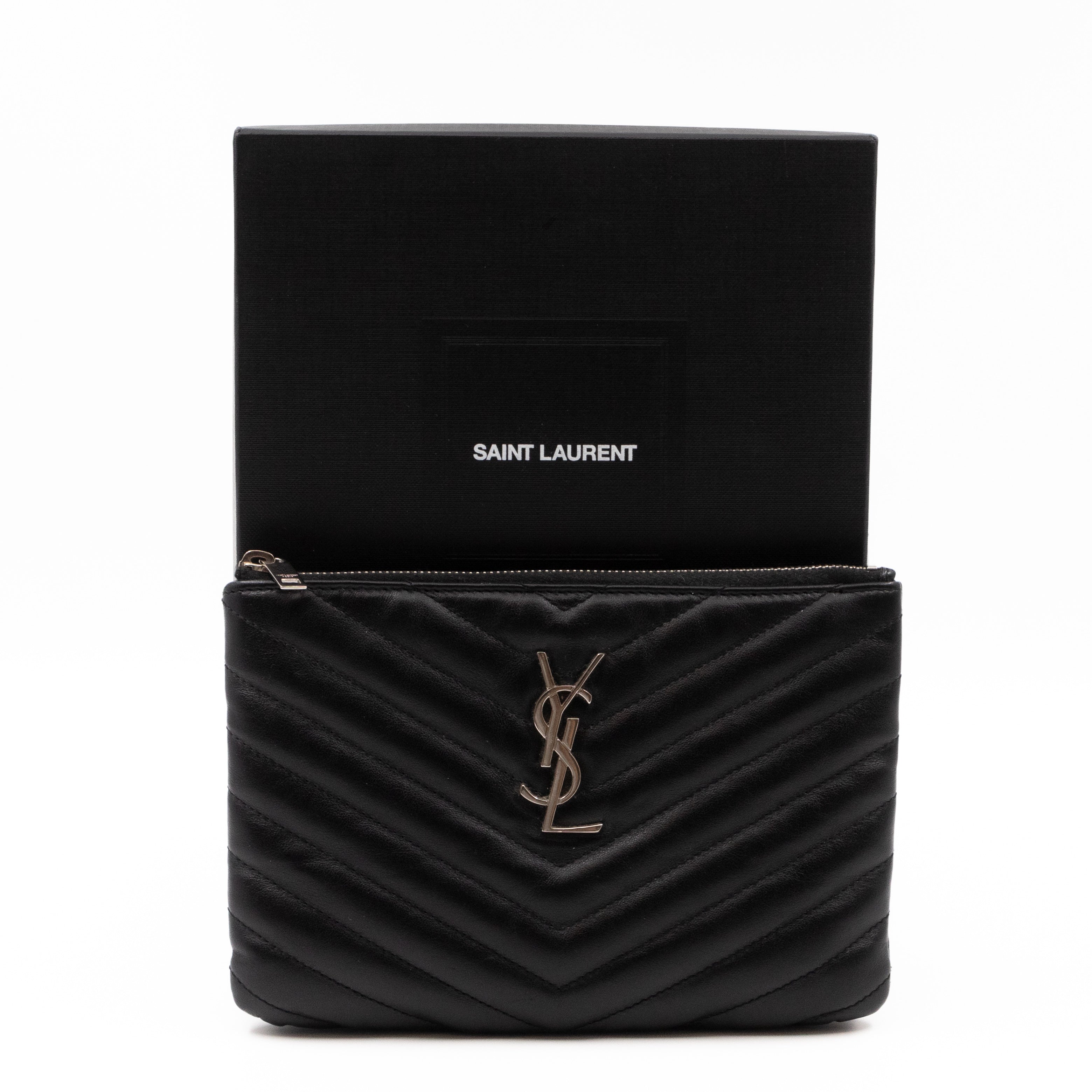 Monogram Pouch Black Matelasse Leather