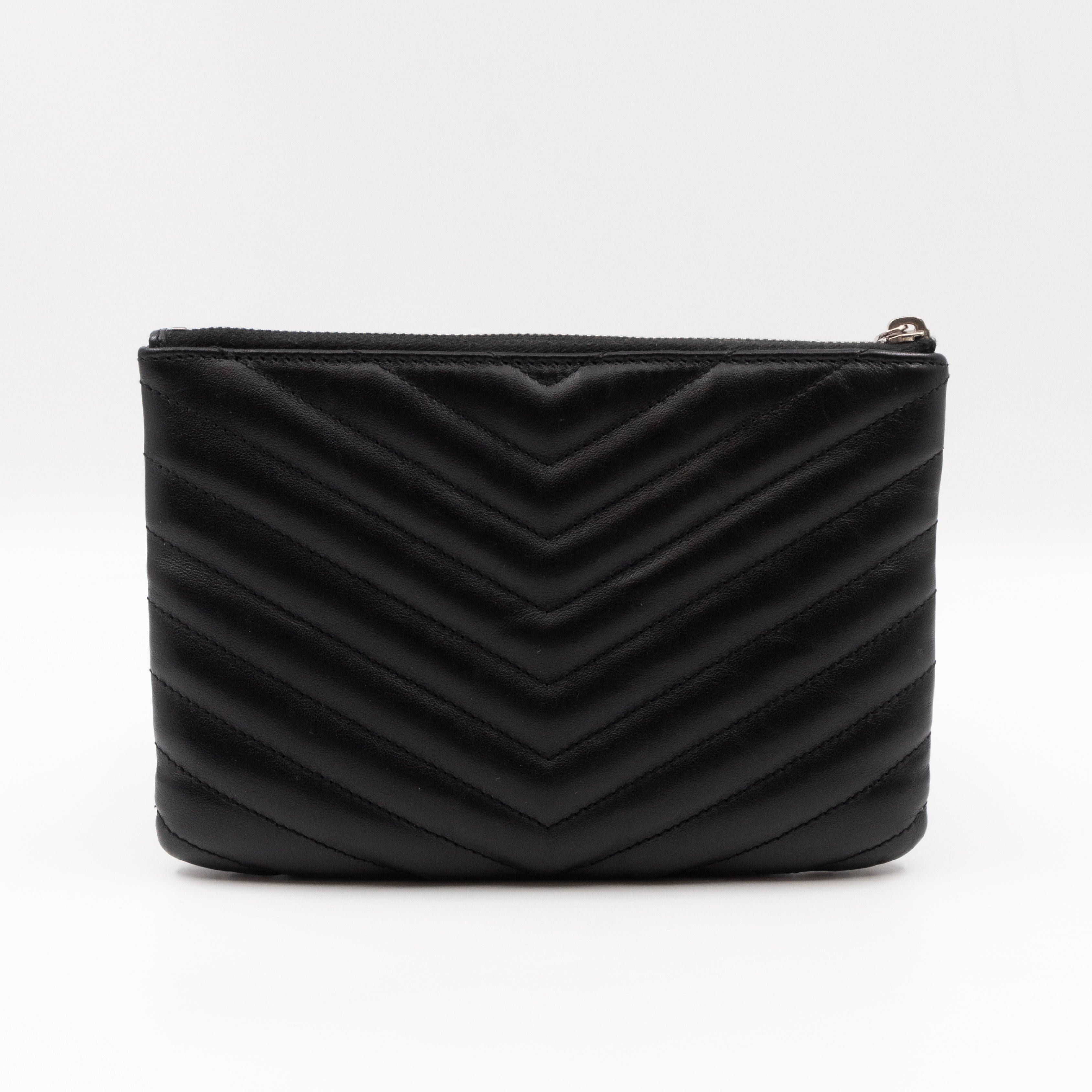 Monogram Pouch Black Matelasse Leather