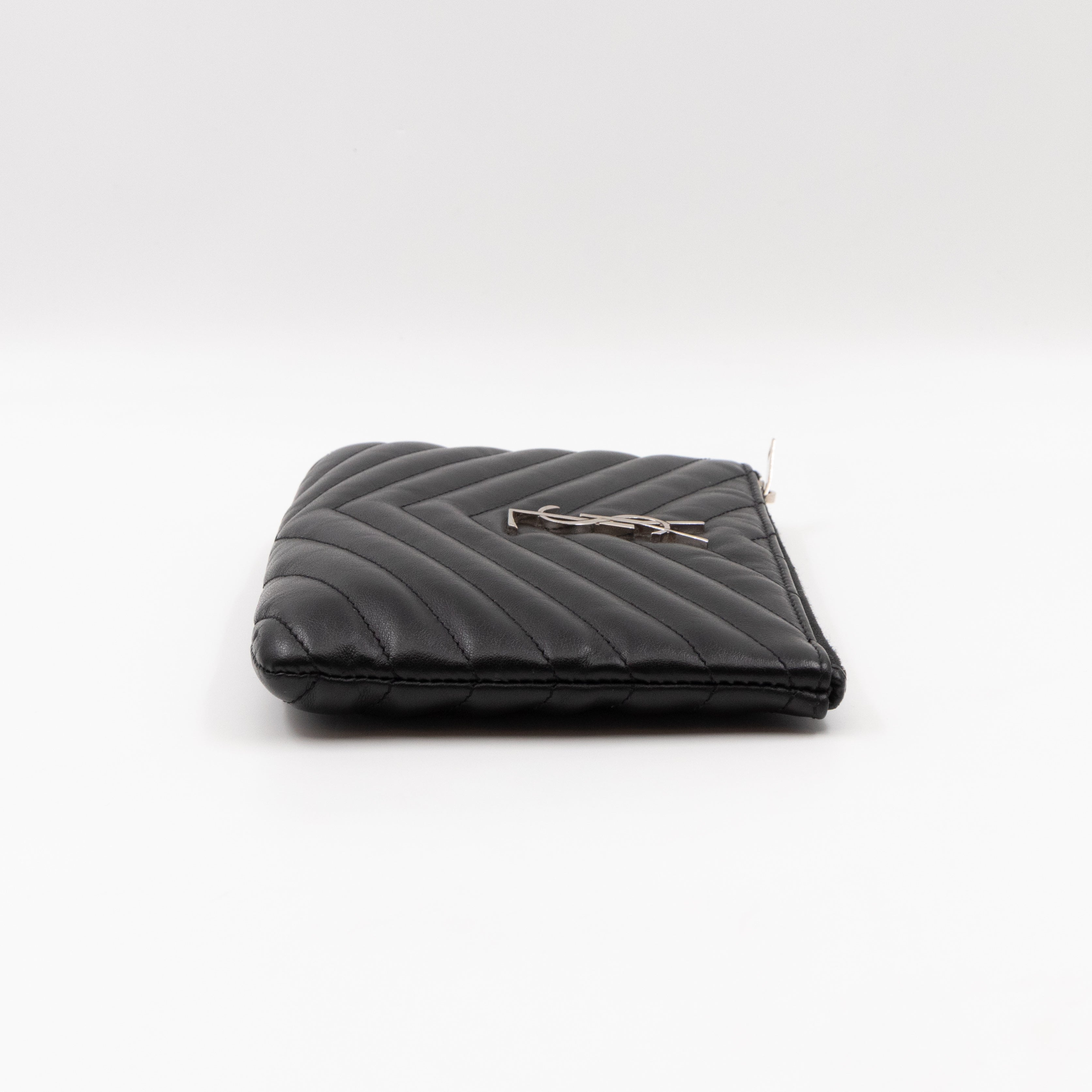 Monogram Pouch Black Matelasse Leather
