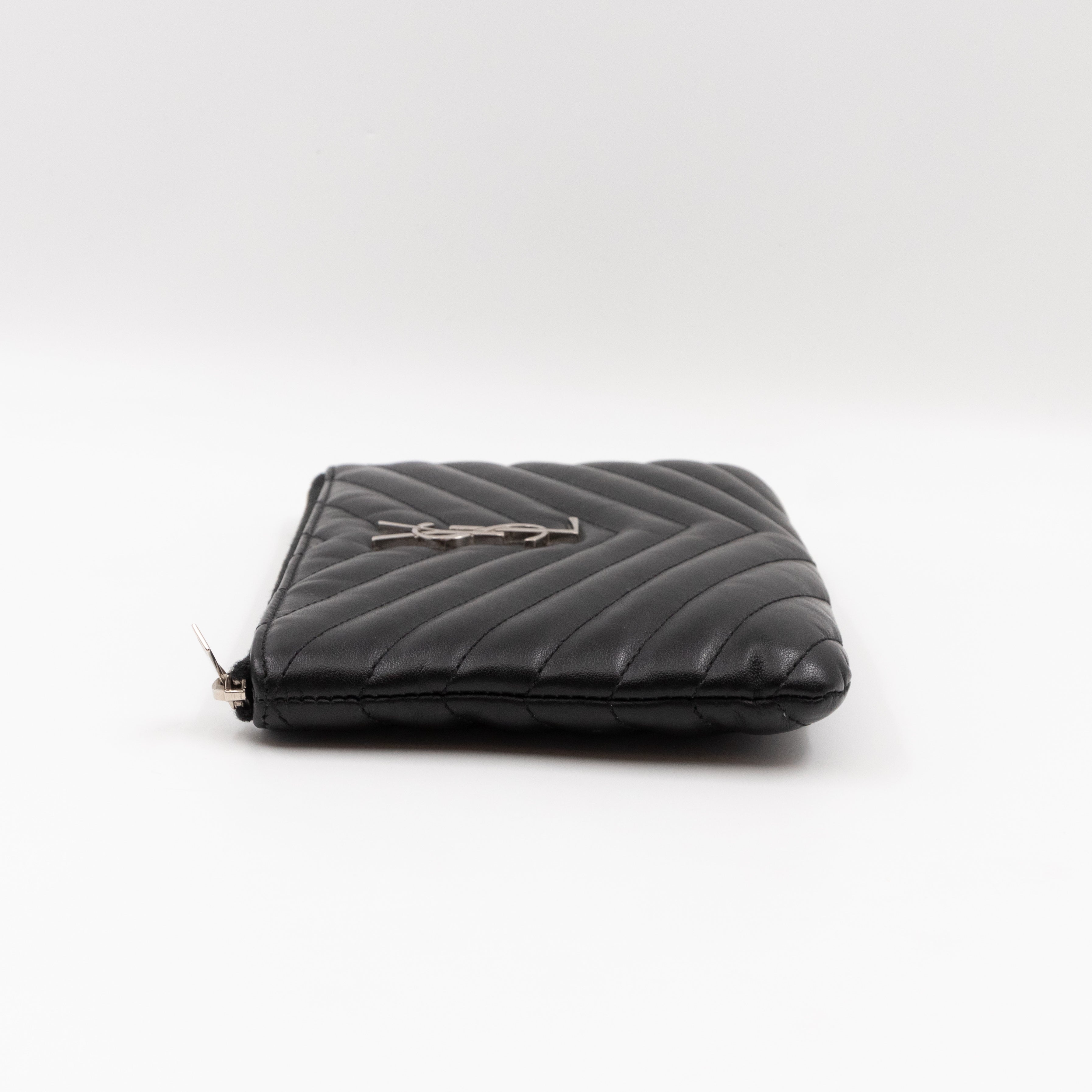 Monogram Pouch Black Matelasse Leather