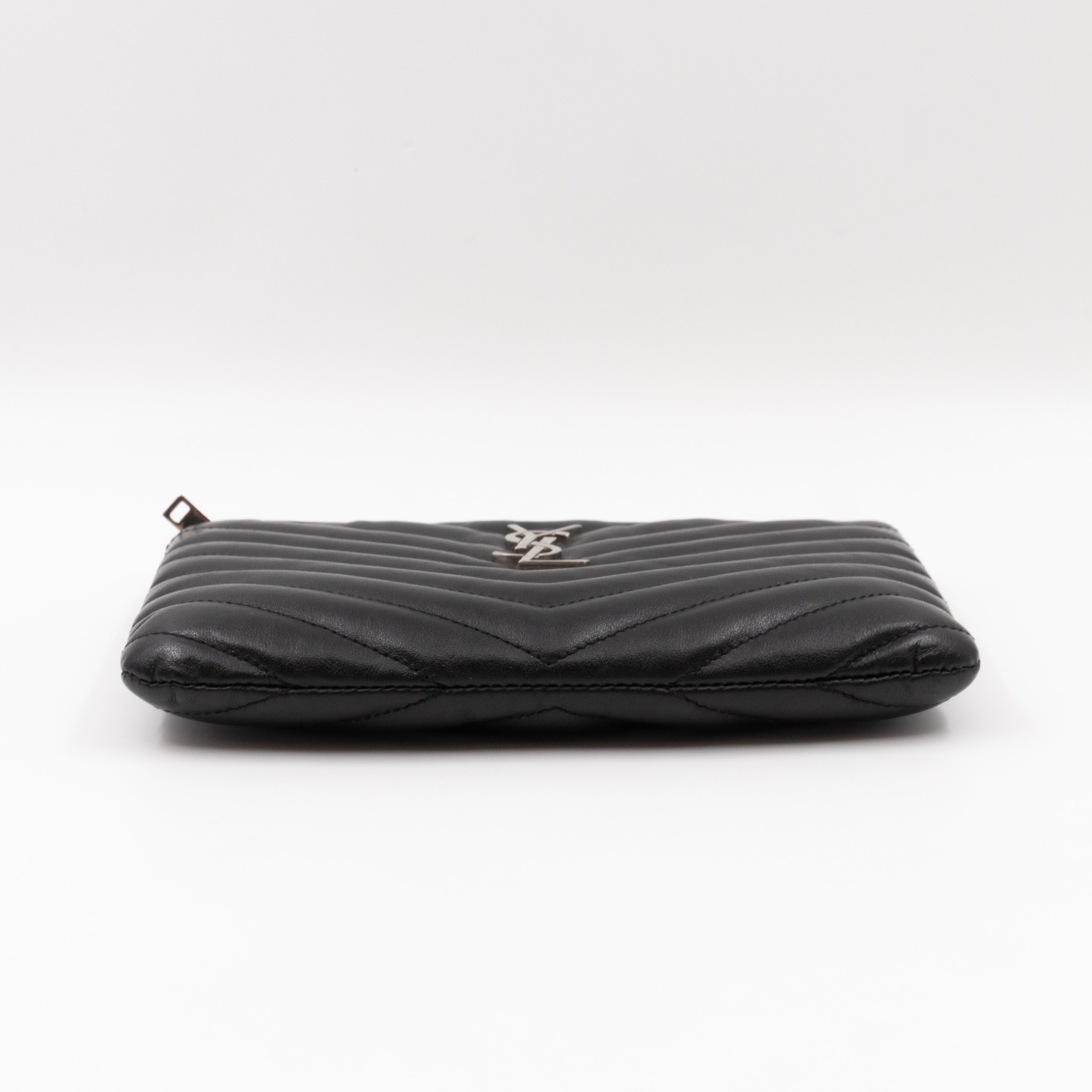Monogram Pouch Black Matelasse Leather