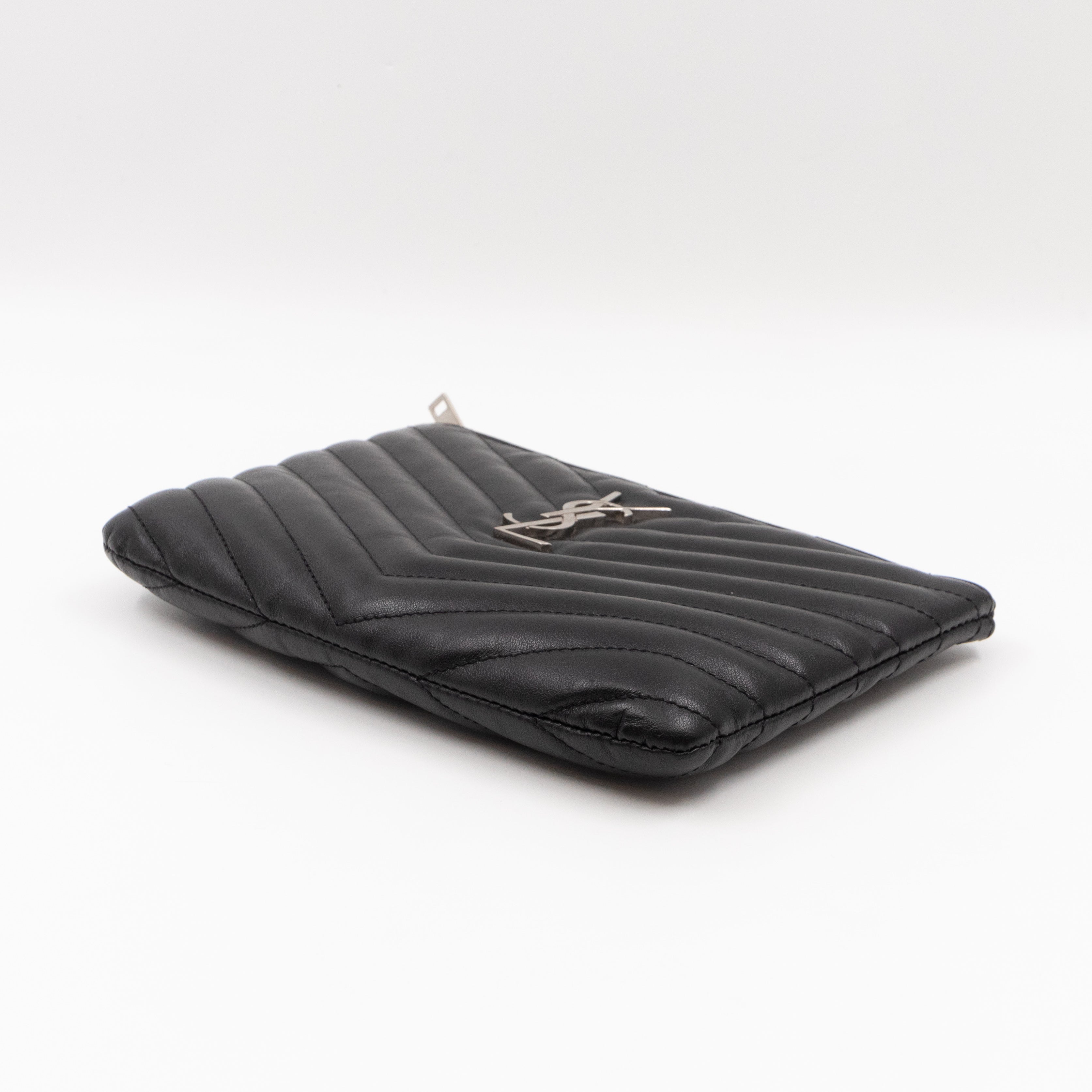Monogram Pouch Black Matelasse Leather