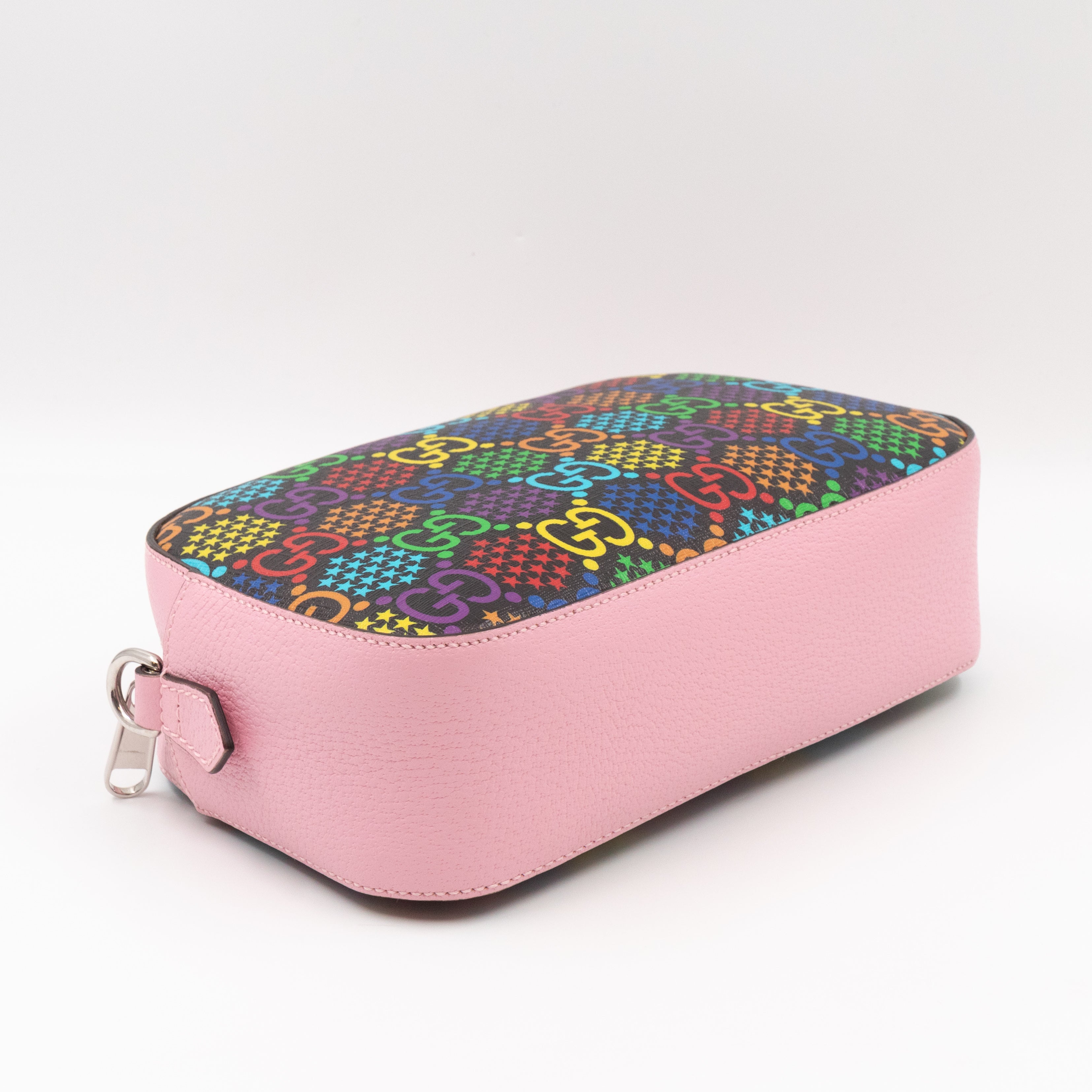GG Psychedelic Shoulder Bag Canvas Pink Leather