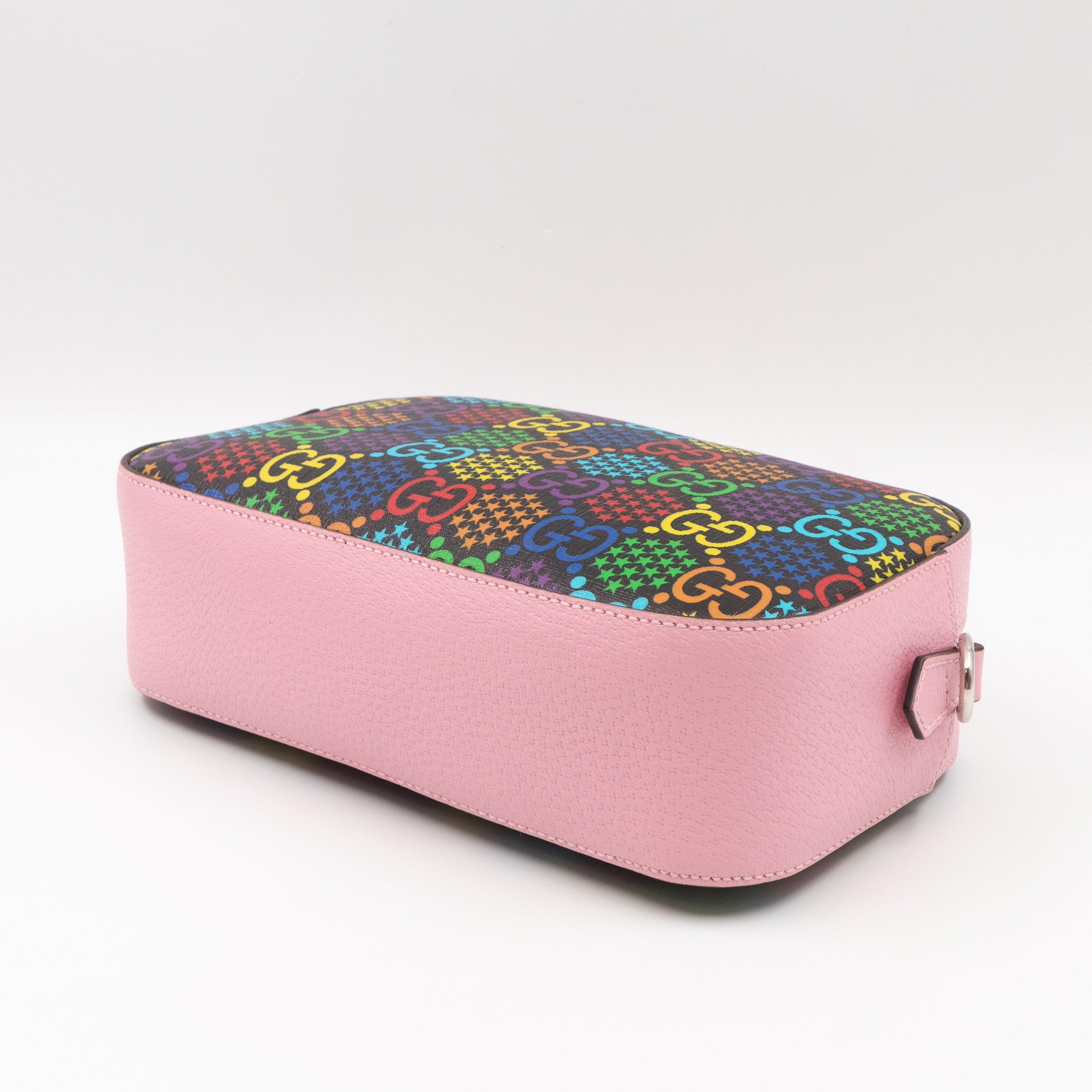 GG Psychedelic Shoulder Bag Canvas Pink Leather