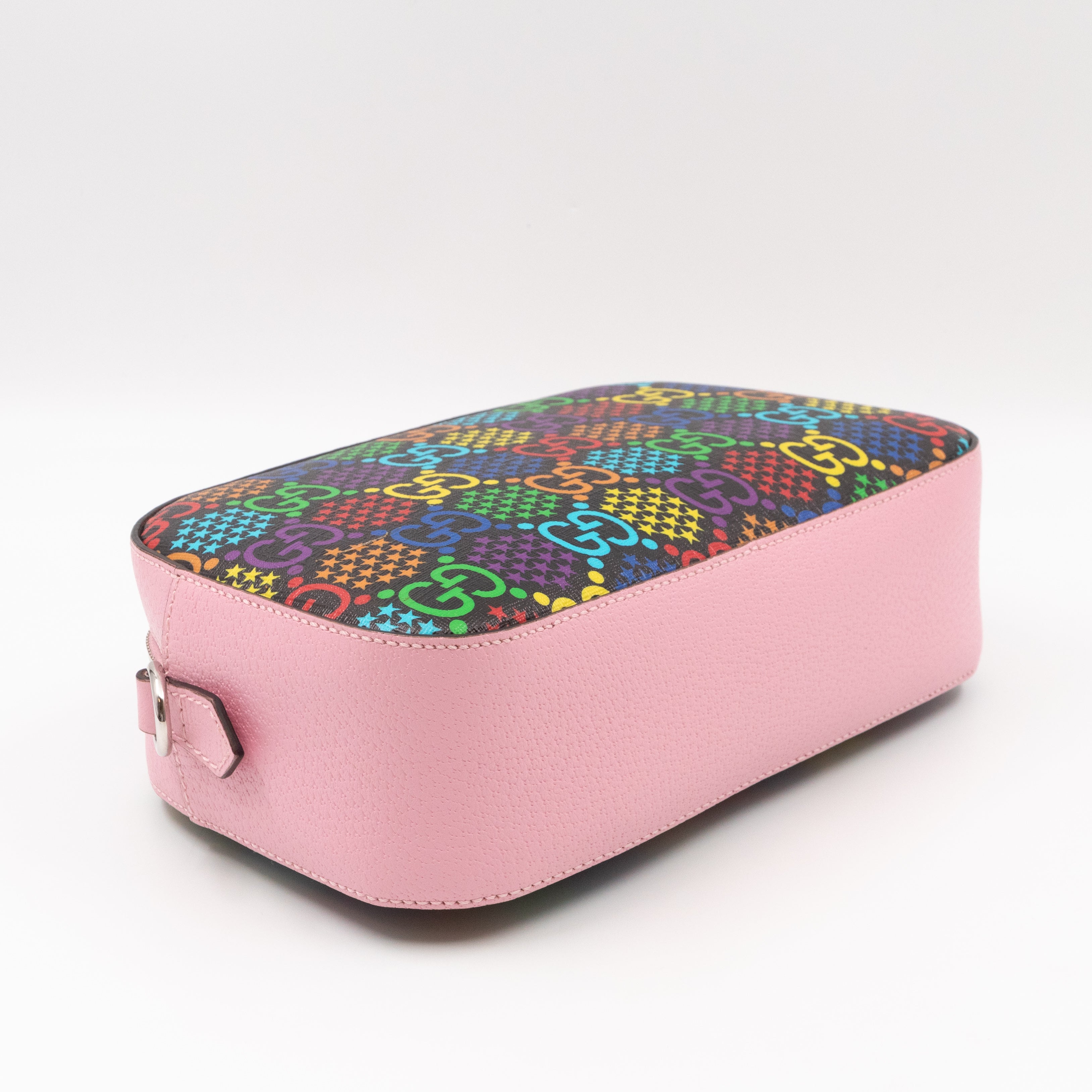 GG Psychedelic Shoulder Bag Canvas Pink Leather