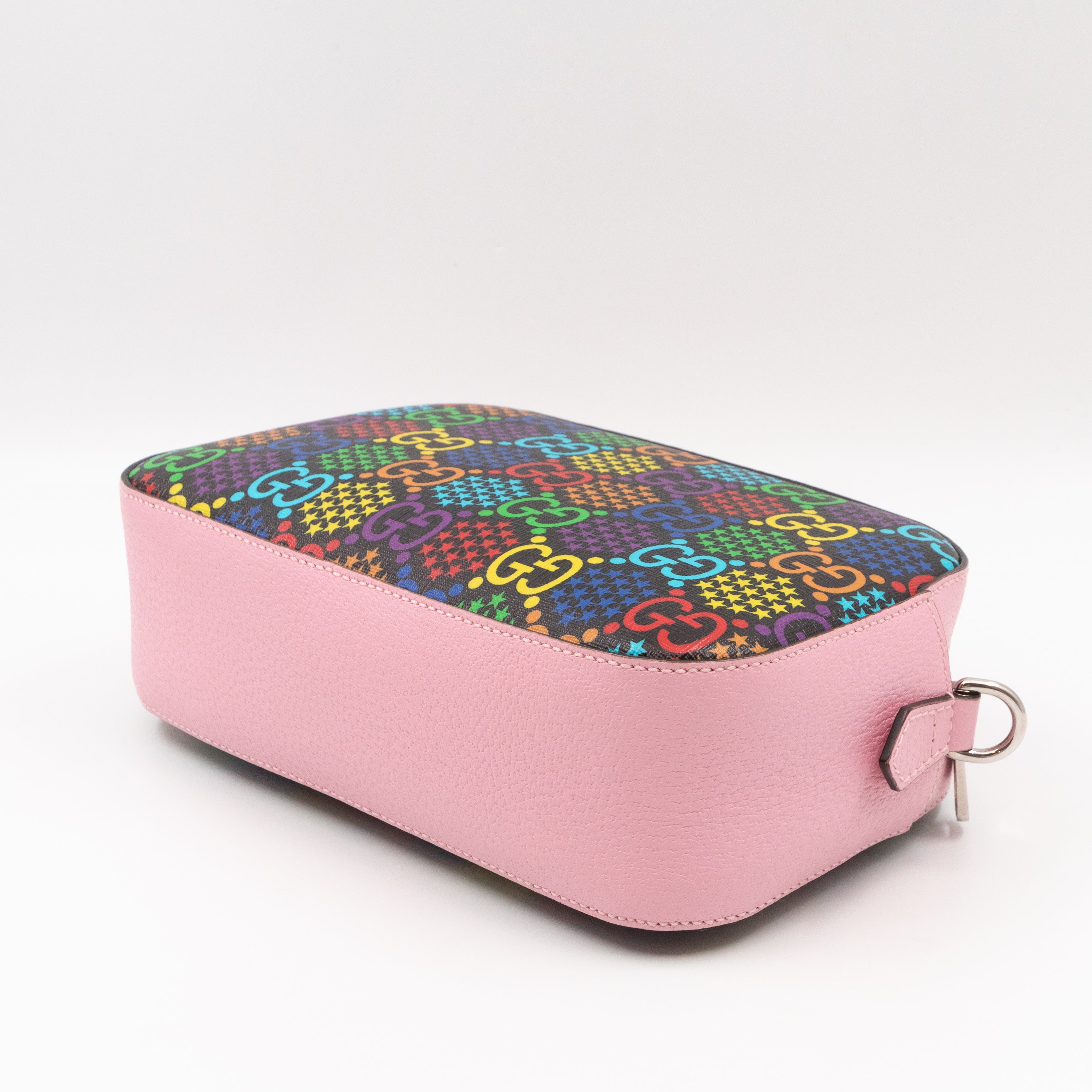 GG Psychedelic Shoulder Bag Canvas Pink Leather