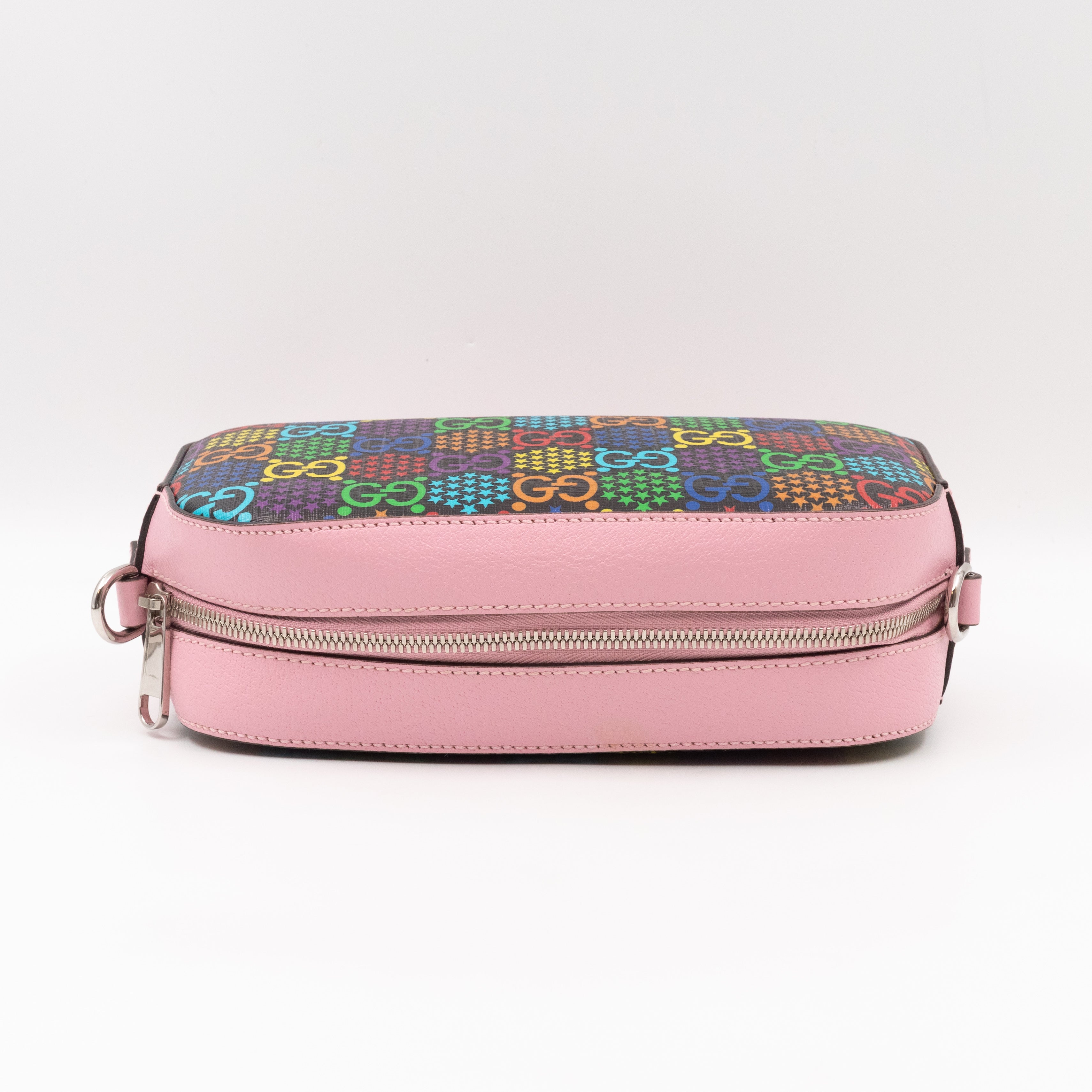 GG Psychedelic Shoulder Bag Canvas Pink Leather