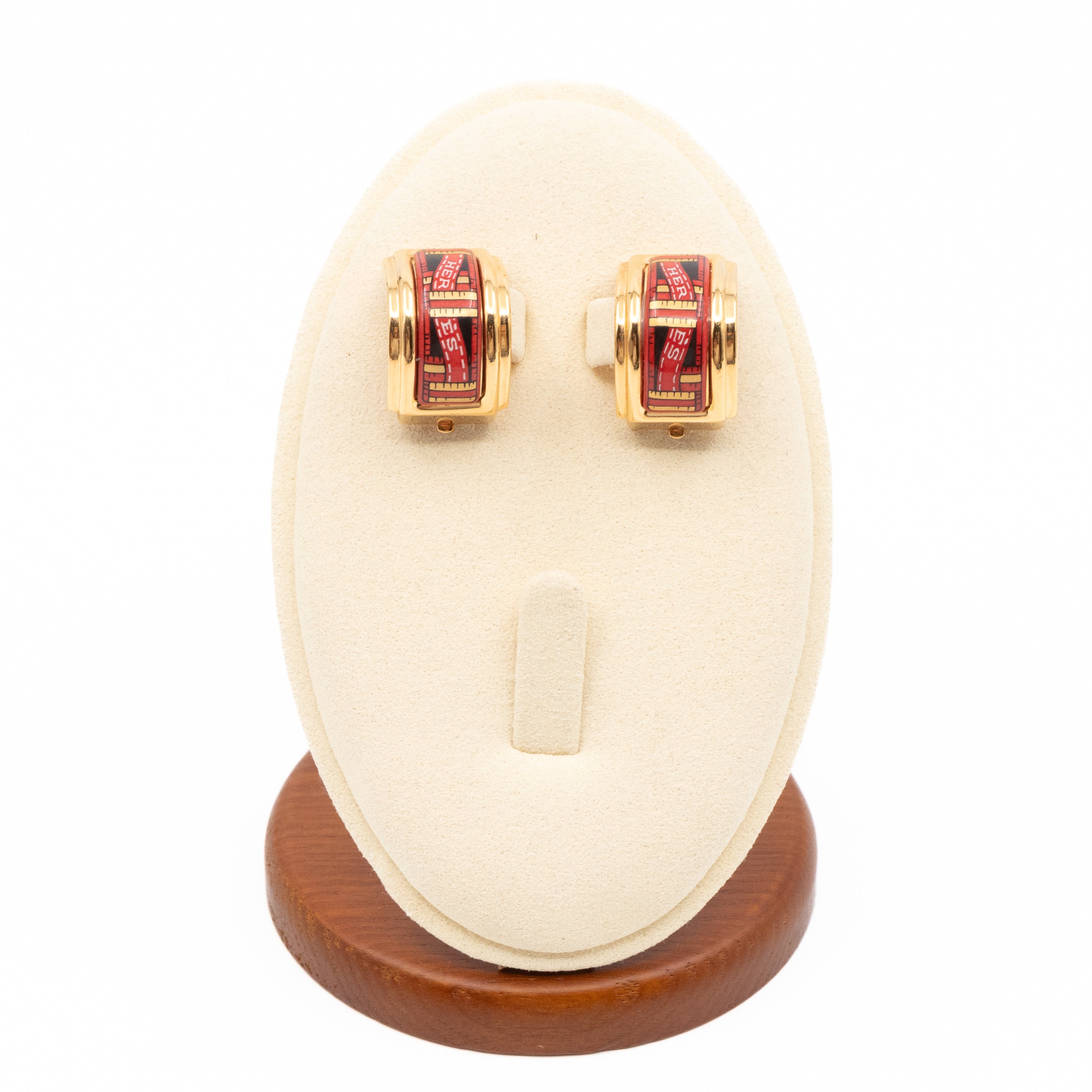 Enamel Print Rose Clip-on Earrings