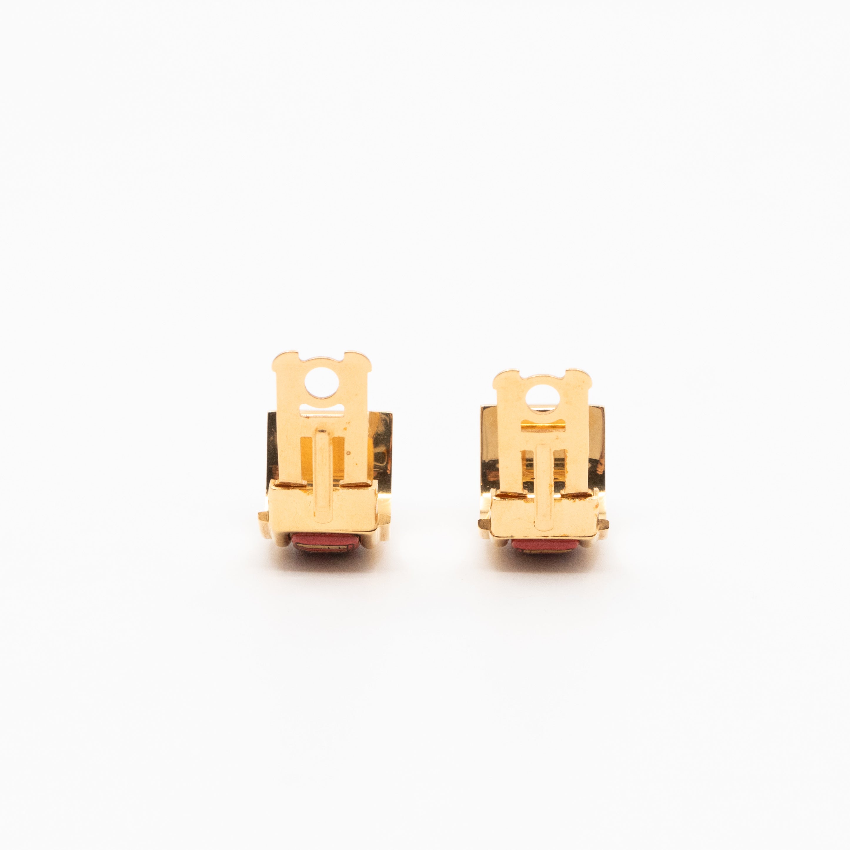 Enamel Print Rose Clip-on Earrings