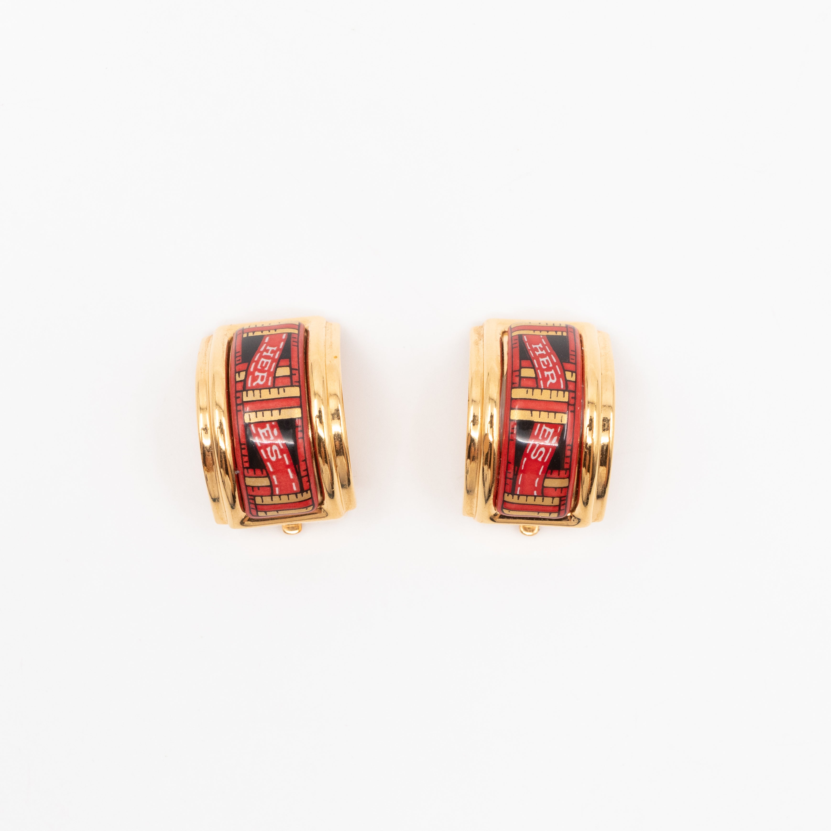 Enamel Print Rose Clip-on Earrings