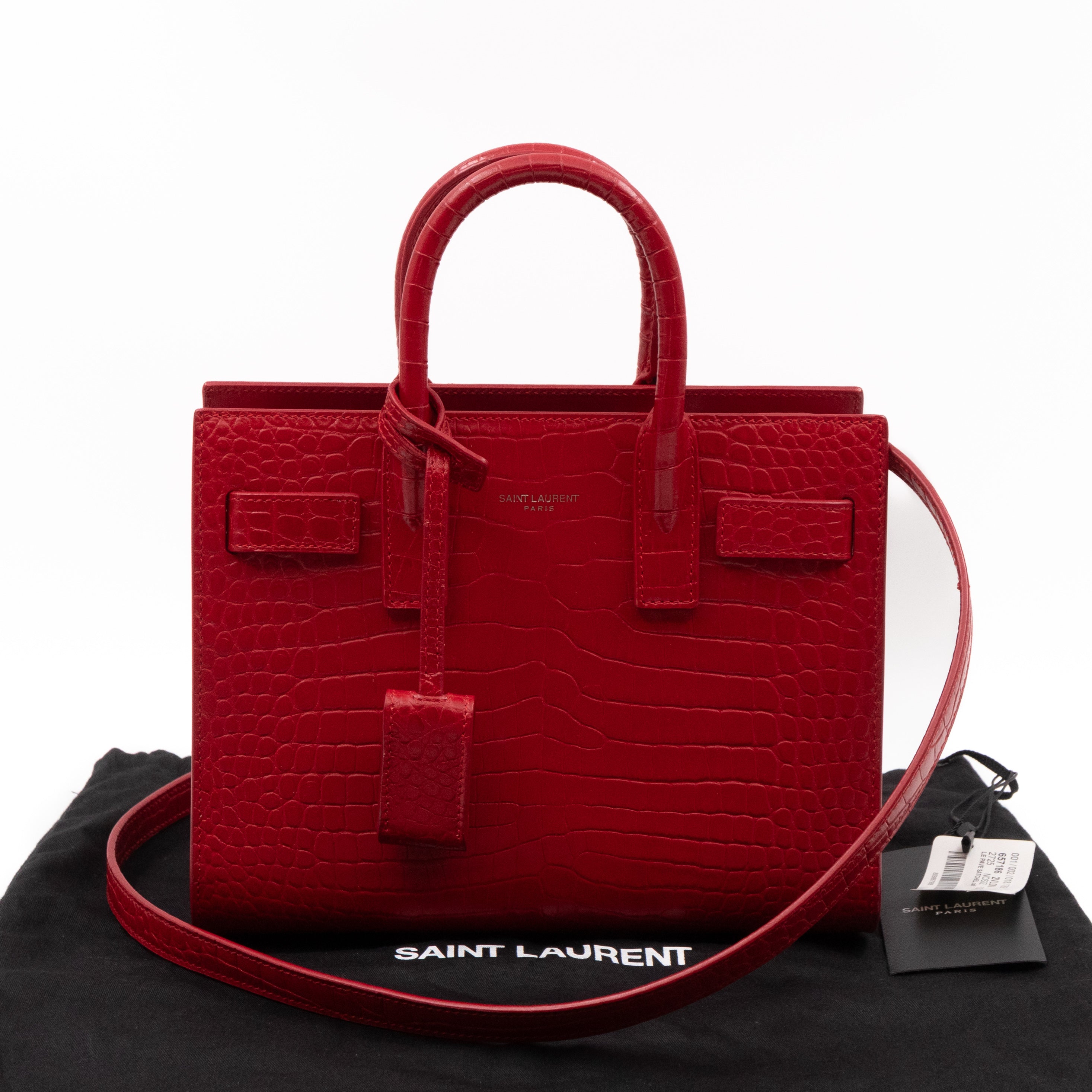 Sac de Jour Nano Red Croc Embossed Leather