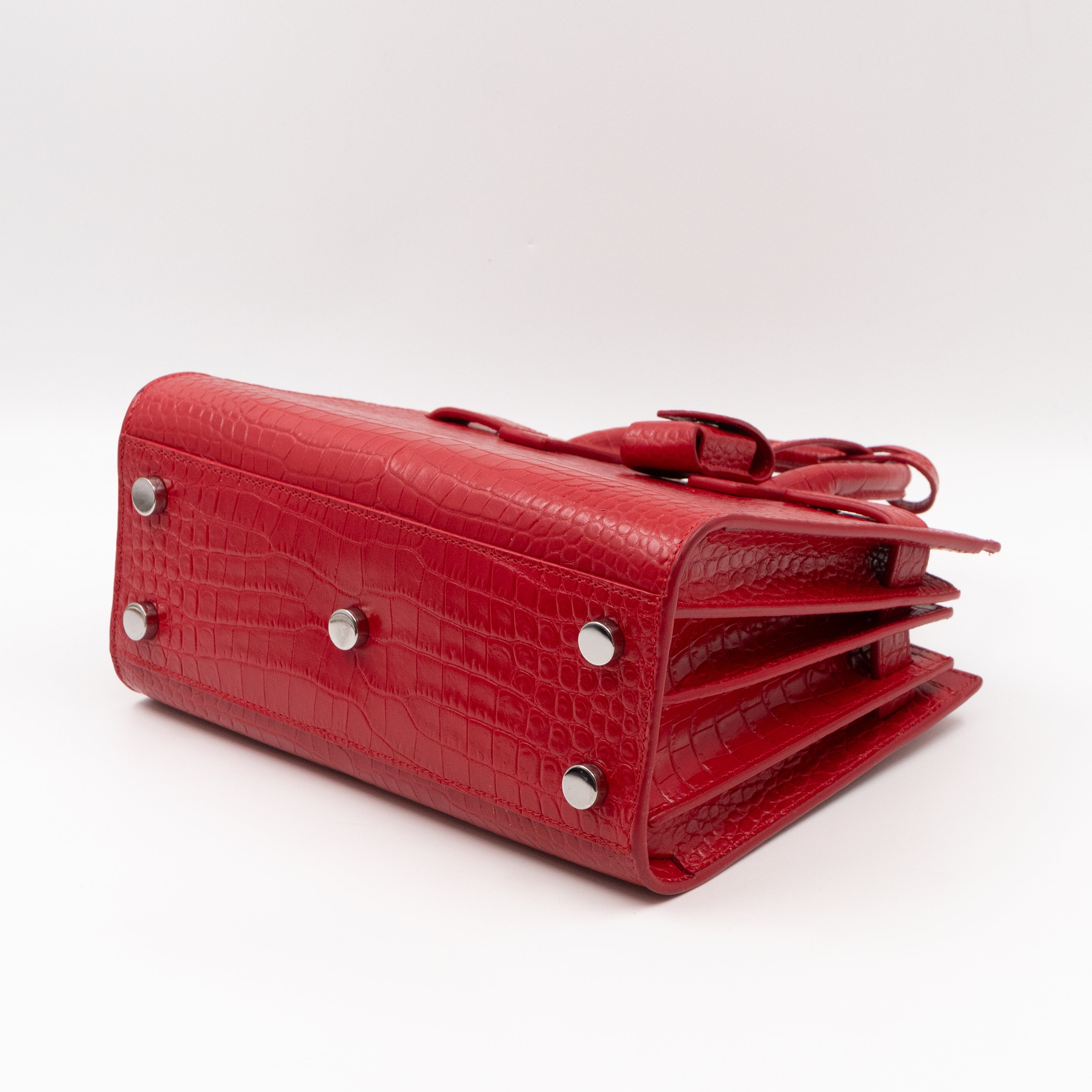 Sac de Jour Nano Red Croc Embossed Leather