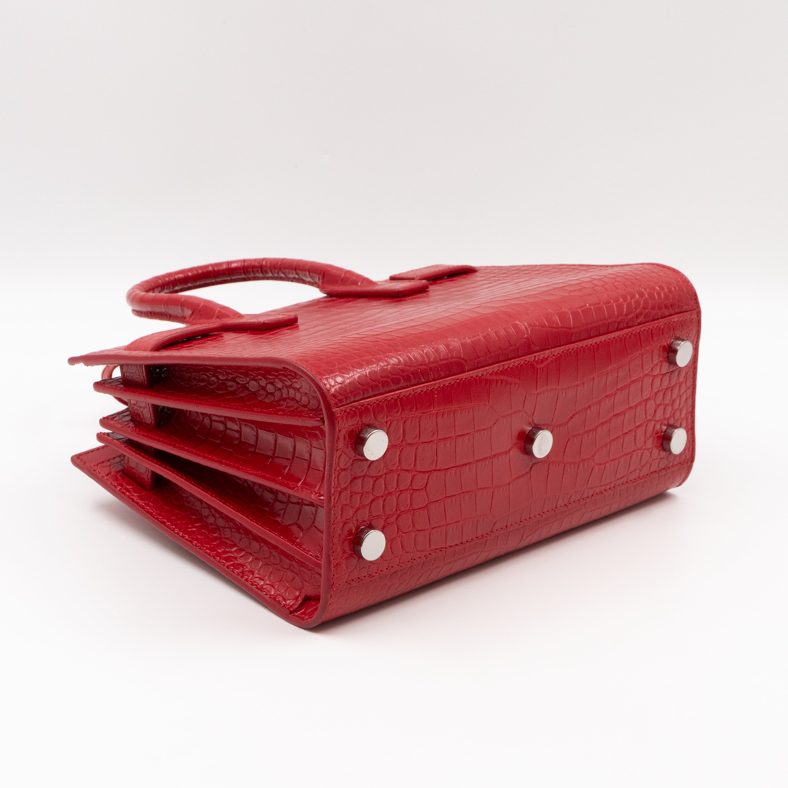 Sac de Jour Nano Red Croc Embossed Leather