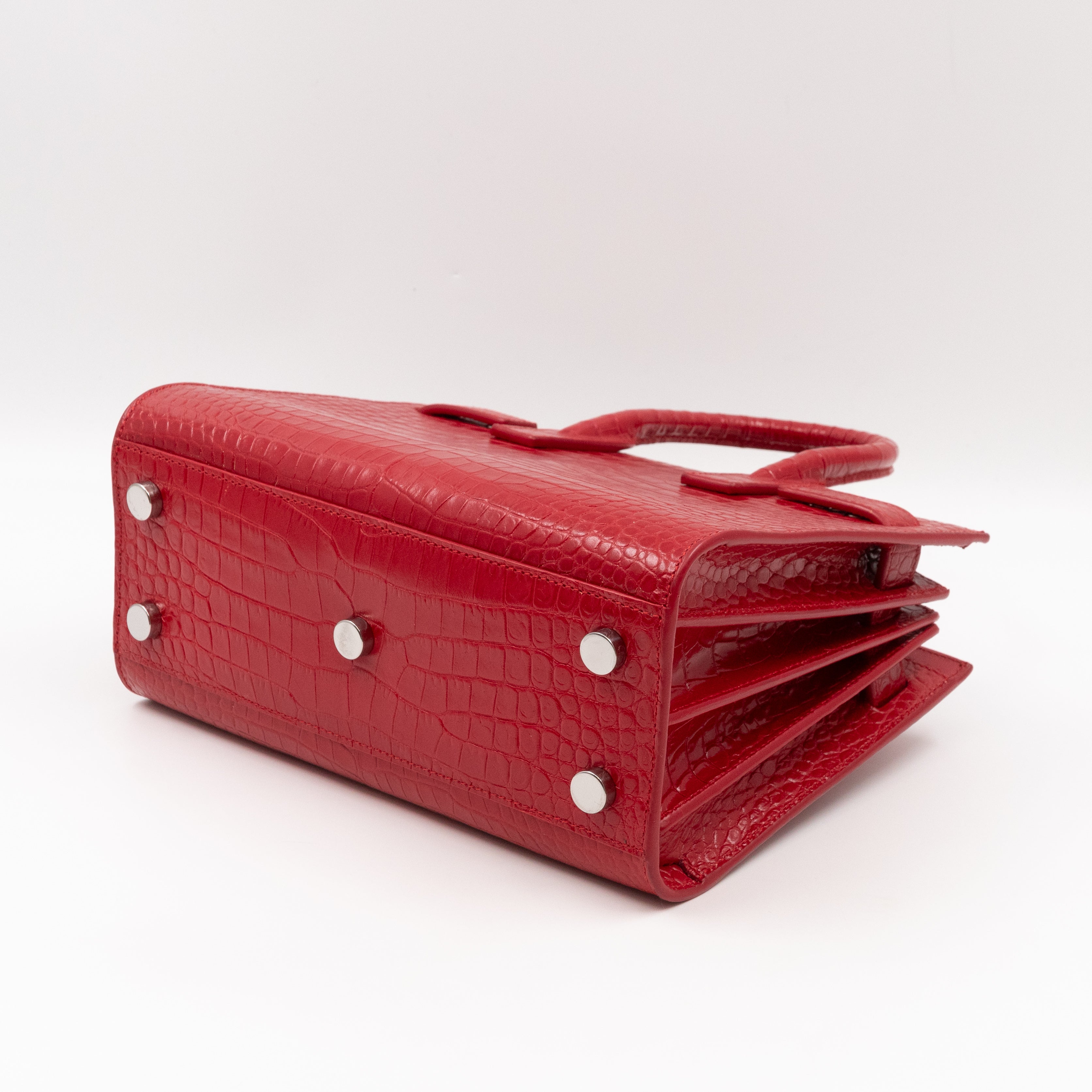 Sac de Jour Nano Red Croc Embossed Leather