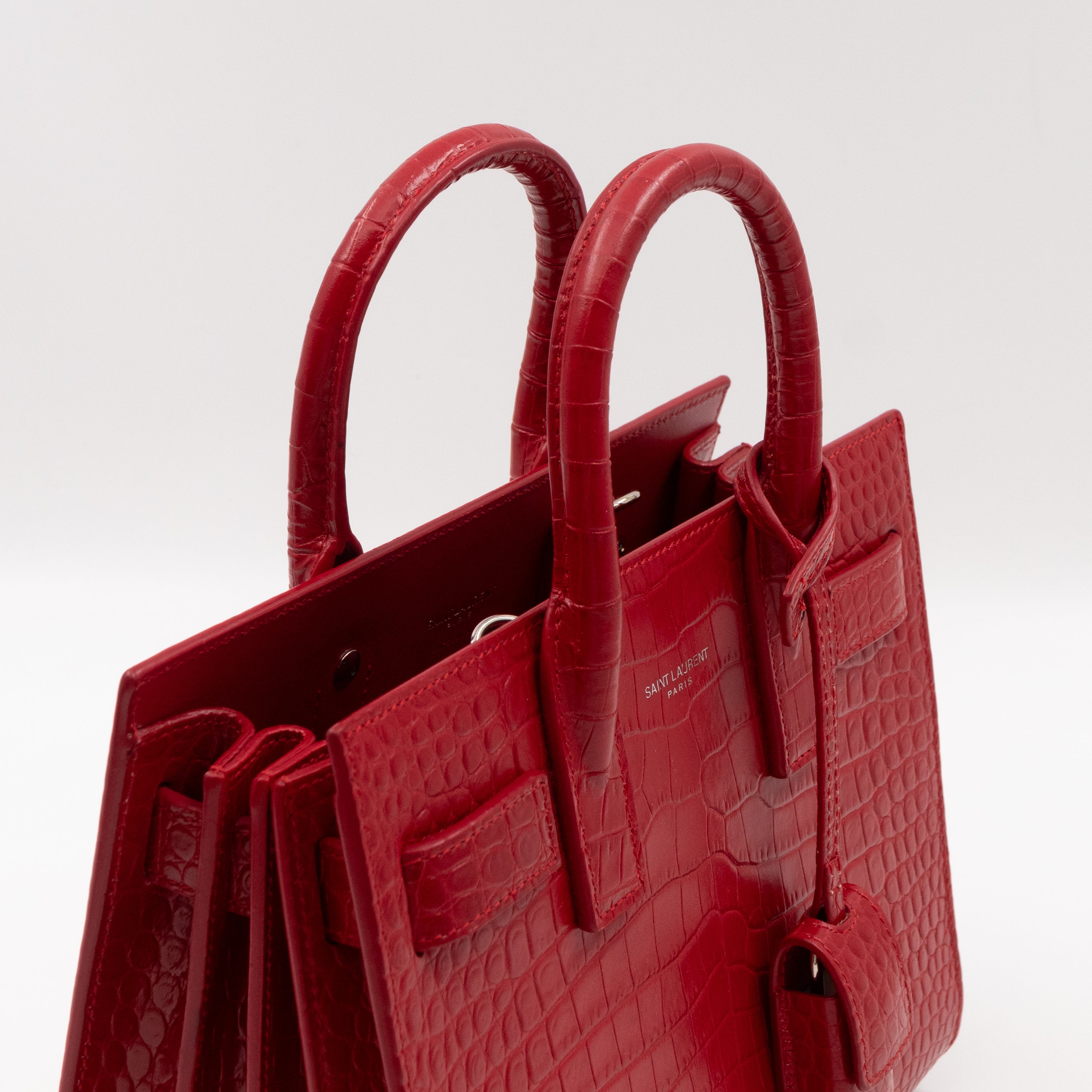 Sac de Jour Nano Red Croc Embossed Leather
