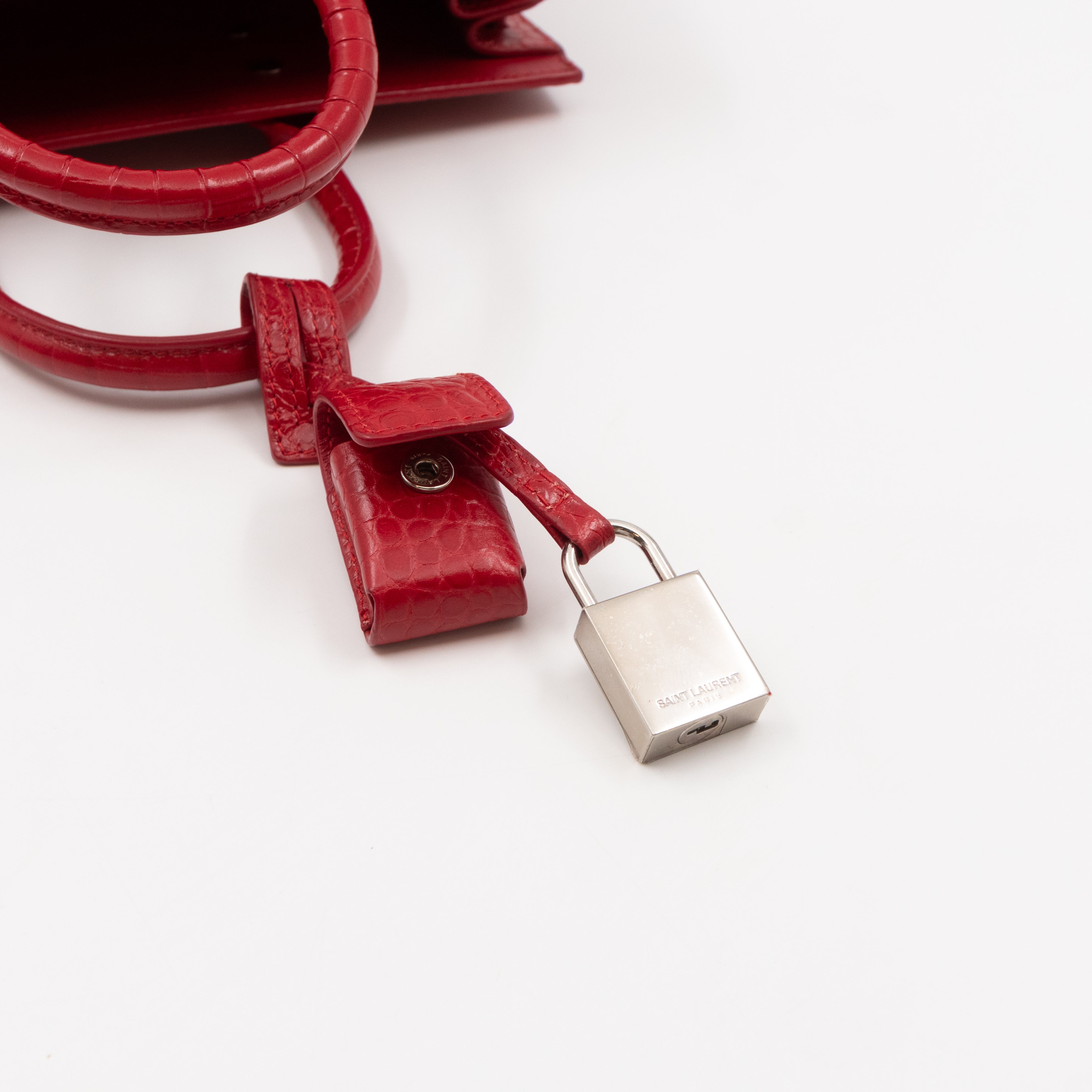 Sac de Jour Nano Red Croc Embossed Leather