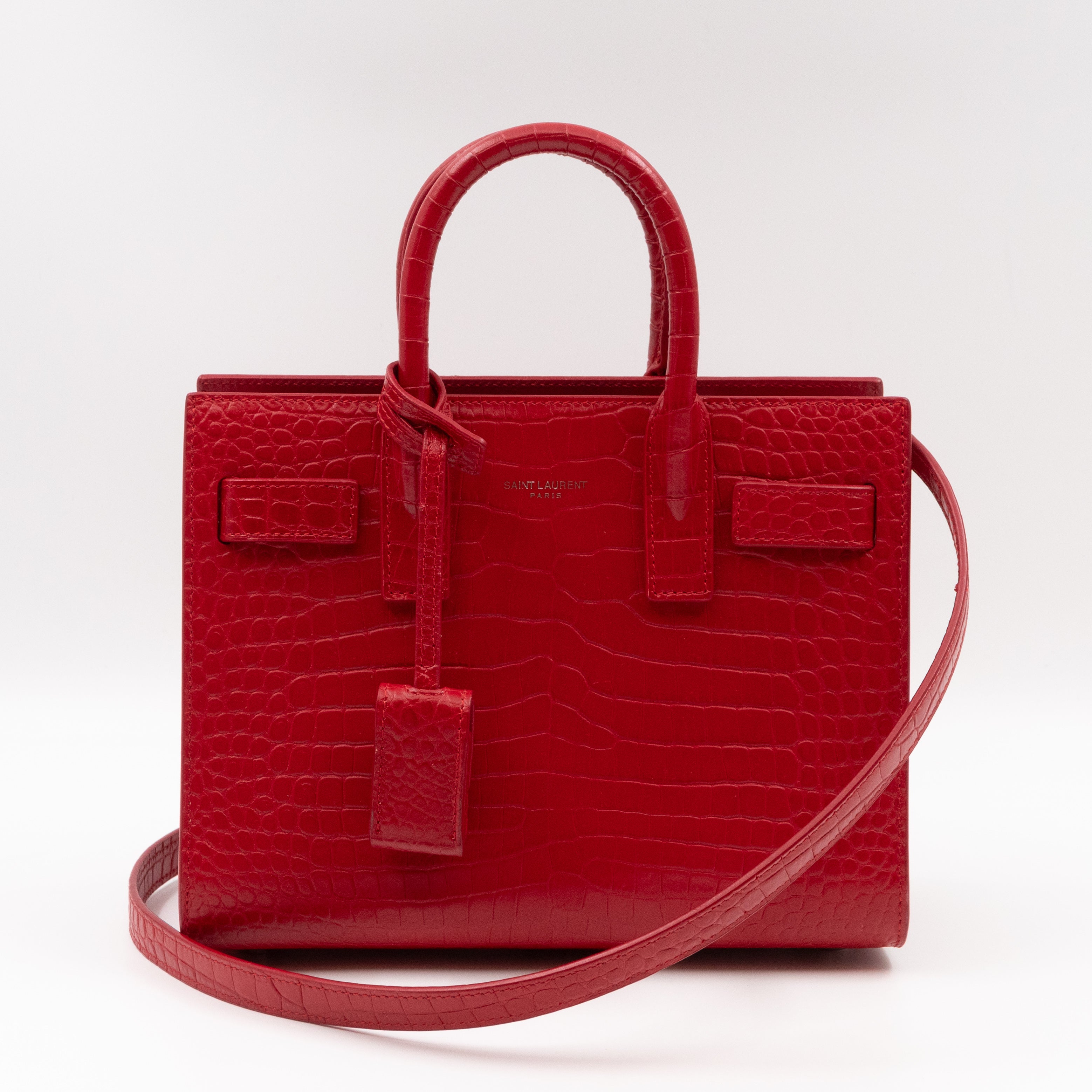 Sac de Jour Nano Red Croc Embossed Leather