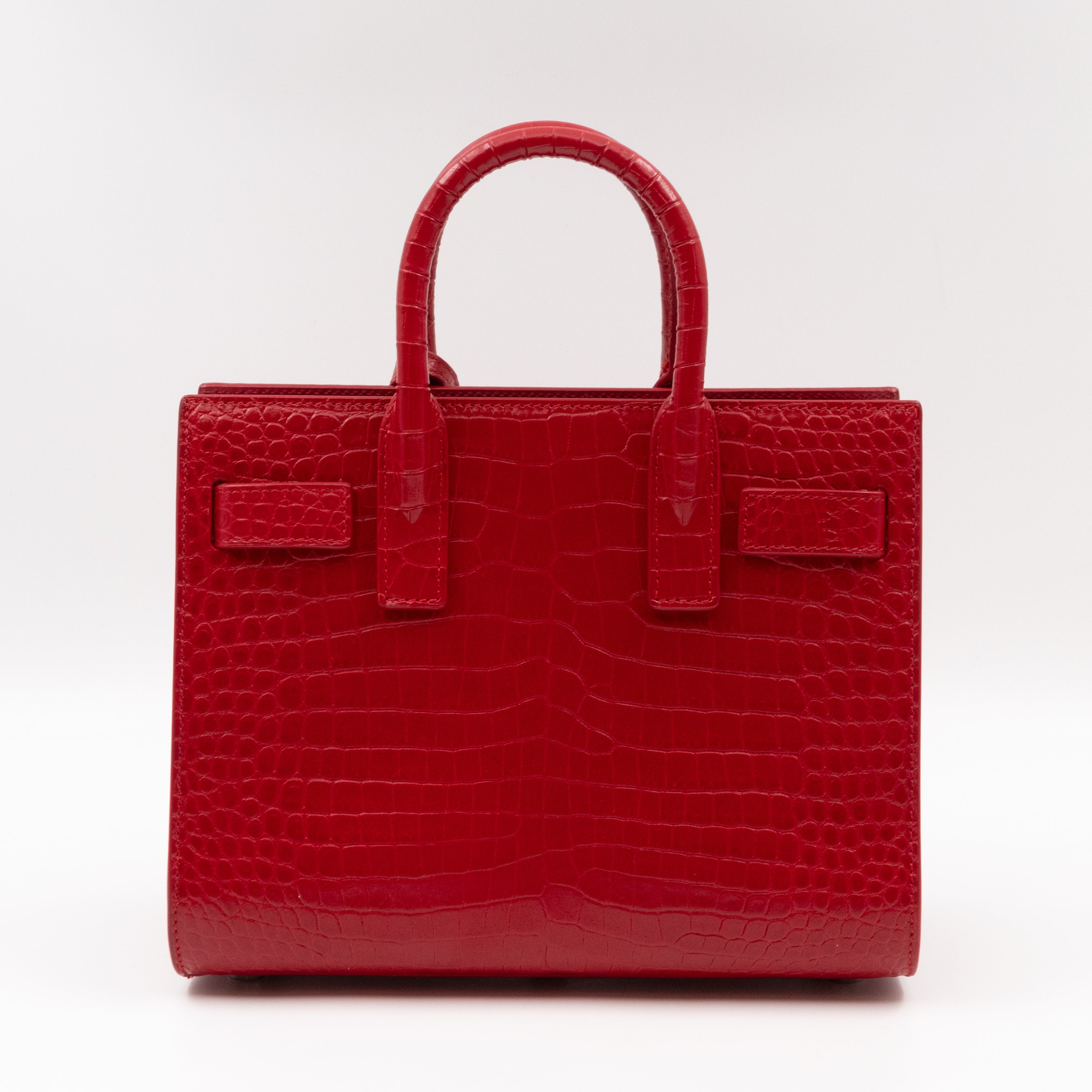 Sac de Jour Nano Red Croc Embossed Leather