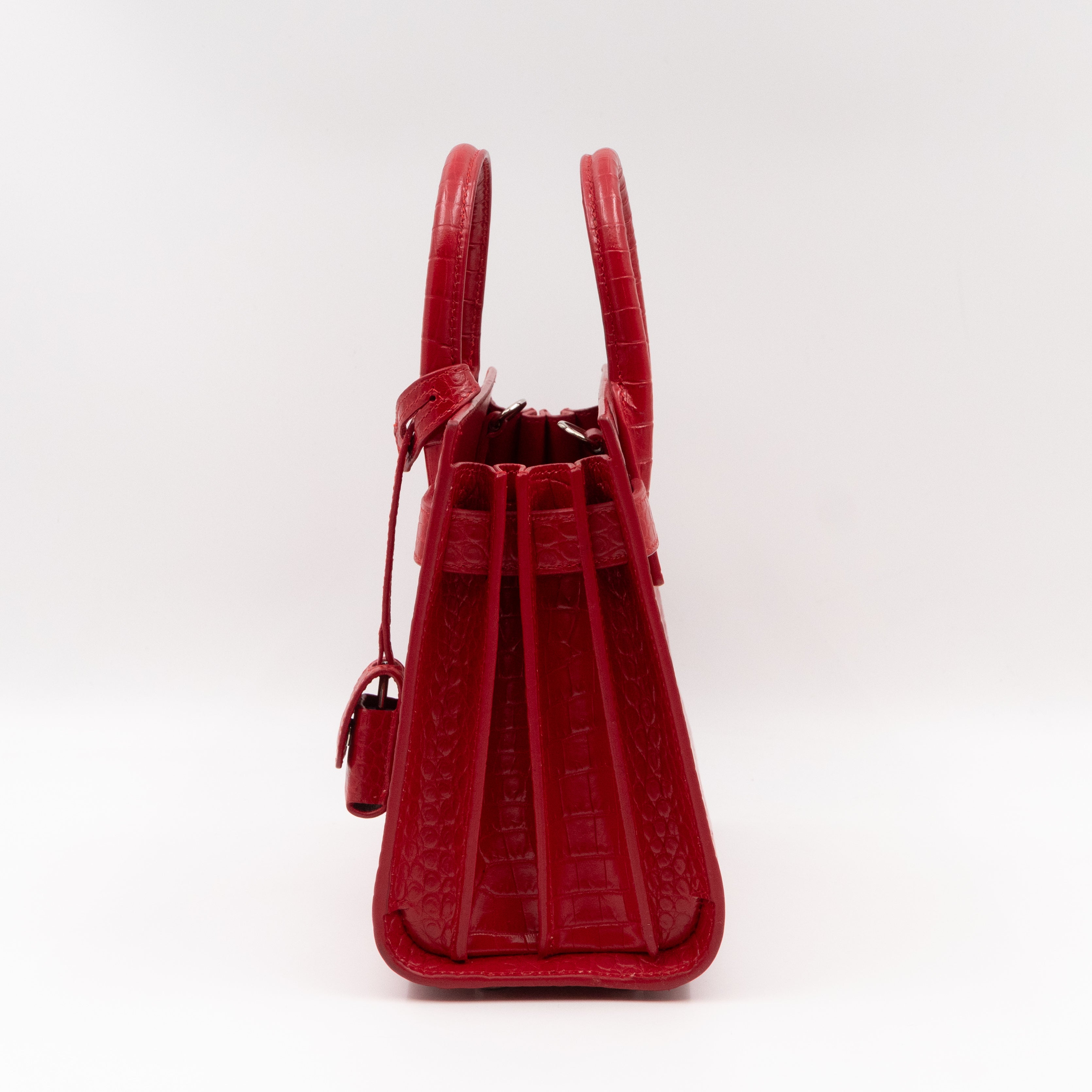 Sac de Jour Nano Red Croc Embossed Leather