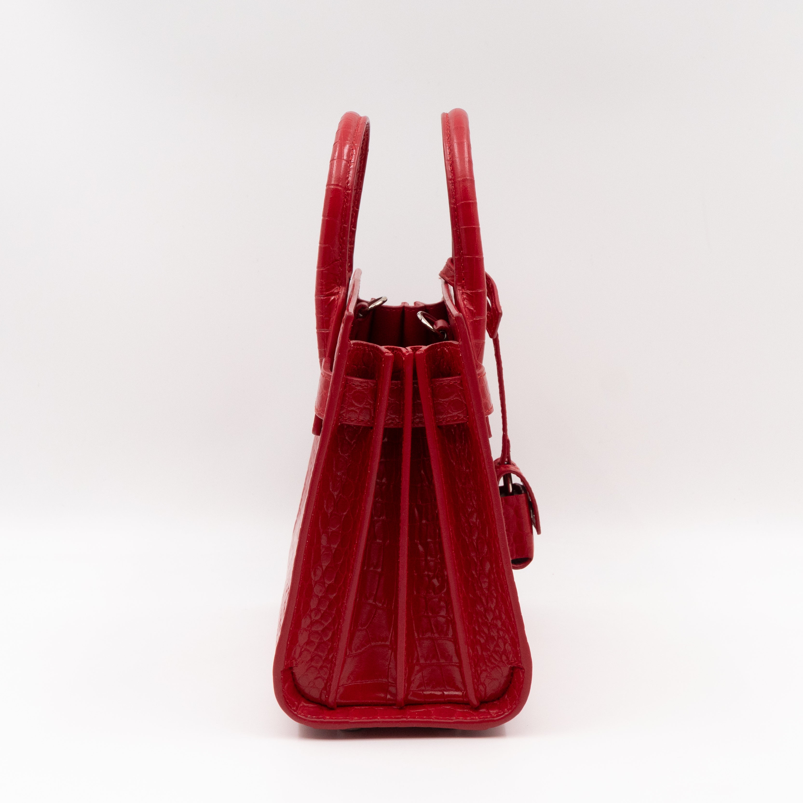 Sac de Jour Nano Red Croc Embossed Leather