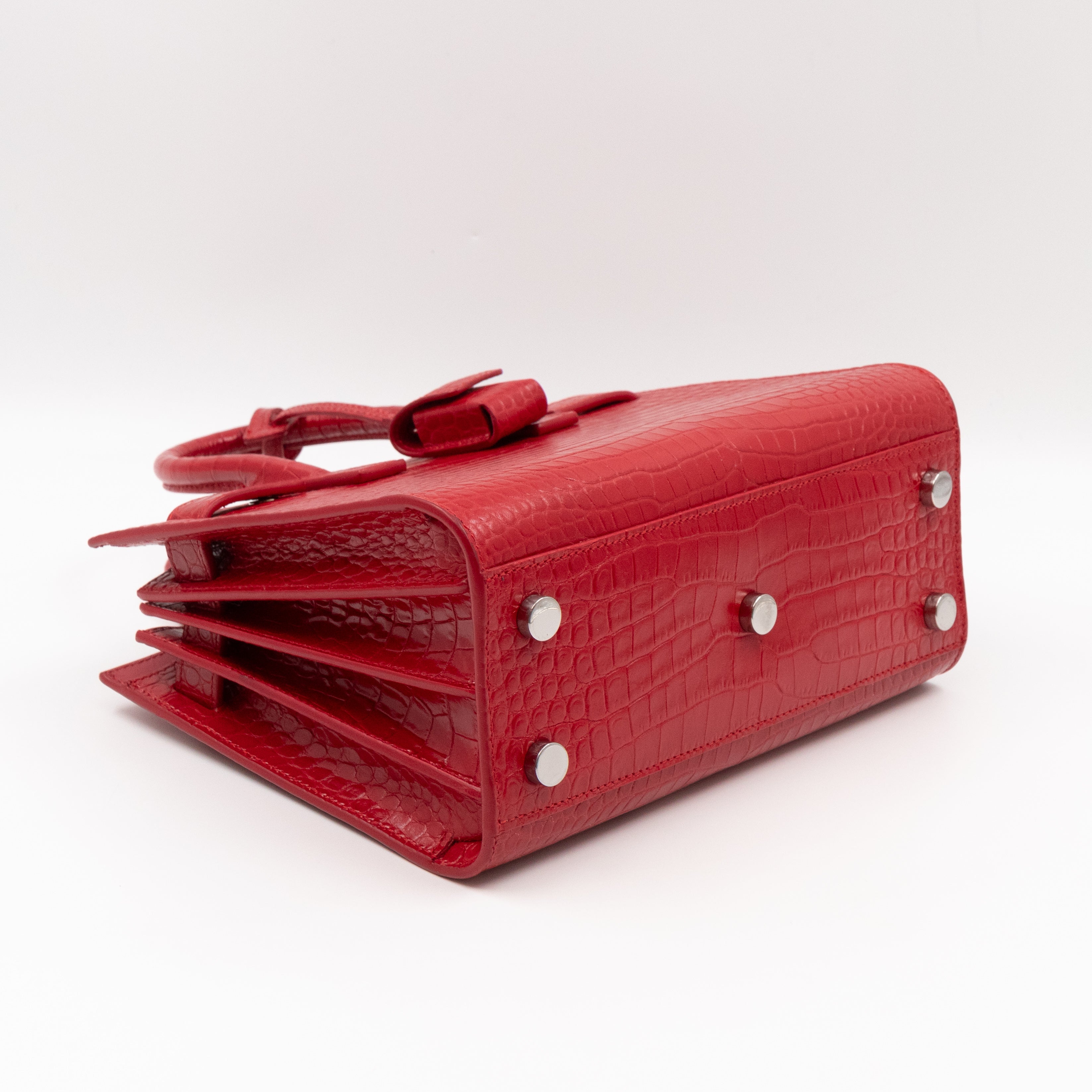 Sac de Jour Nano Red Croc Embossed Leather