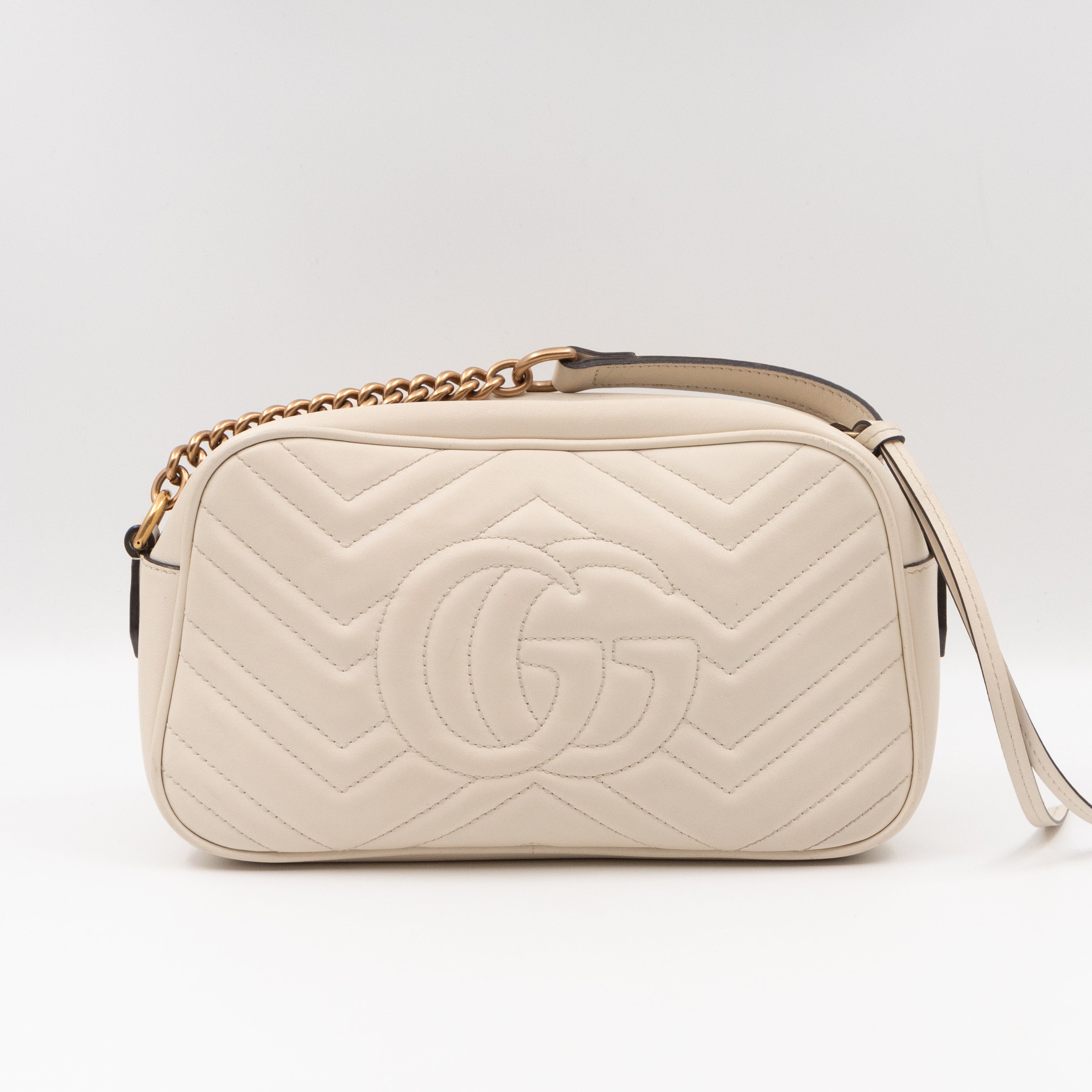 GG Marmont Small Matelasse White Leather